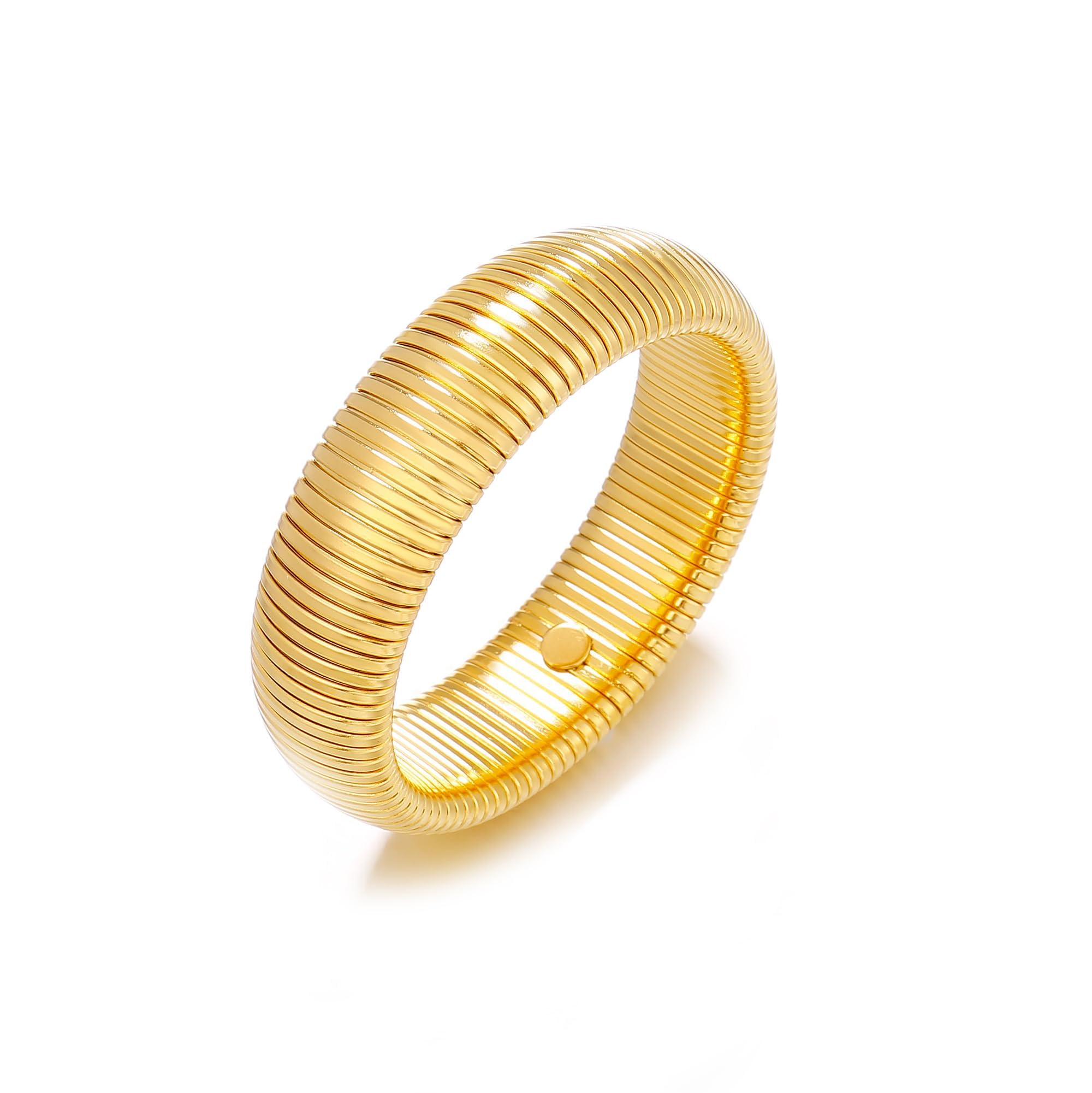 14K Gold Filled Stainless Steel Chunky Bangle Bracelet for Women - Waterproof, Hypoallergenic, Non-Tarnish Trendy Jewelry - Perfect for Everyday Wear, Parties & Special Occasions