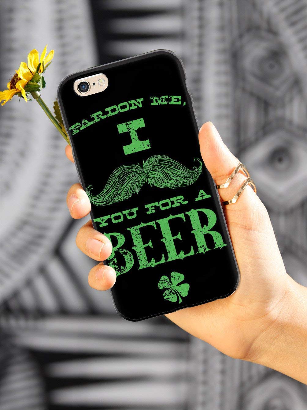 3D Textured Protective Phone Case for Samsung Galaxy S10 - Mustache You for a Beer Design - St. Patrick's Day Inspired - Durable Shockproof Cover for Everyday Use & Party Scenes
