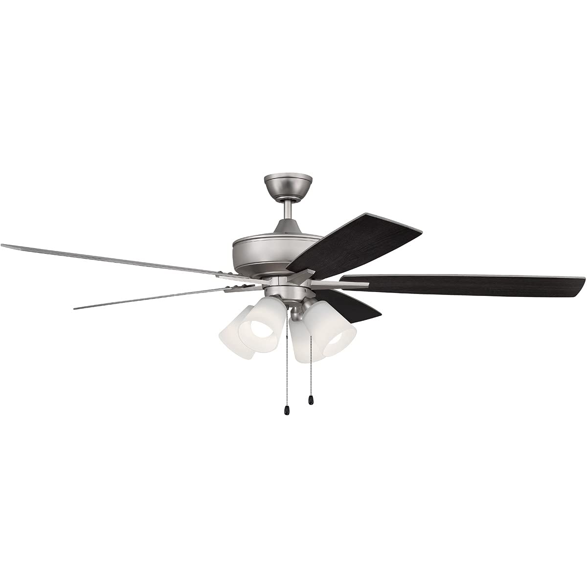 Craftmade S114BN5-60BNGW 60-Inch Indoor Ceiling Fan with LED Light Kit, 5 Reversible Brushed Nickel/Greywood Blades, Pull Chain Control - Perfect for Living Room, Bedroom, and Office Spaces