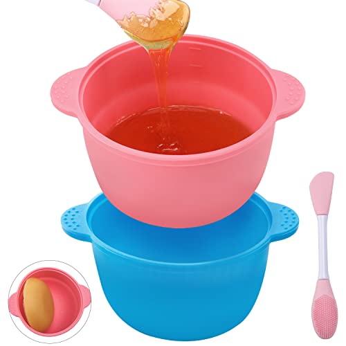 2-Pack Silicone Wax Pot for Wax Warmer - Non-Stick Replacement Wax Melting Bowl with Spatula for Body Hair Removal (Fits 16.9 oz Wax Bowls) - Perfect for Salon, Spa & At-Home Waxing Treatments