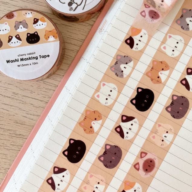 Decorative Cat Washi Tape Set - 10 Rolls Cute Japanese Paper Tape for Scrapbooking, Journaling, DIY Crafts - Perfect for Gift Wrapping, Bullet Journals, and Home Decor