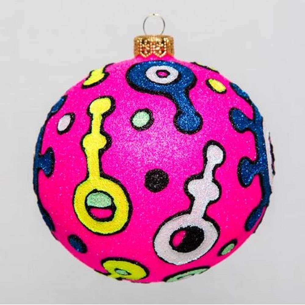 Vibrant Pop Art Glass Christmas Tree Ornament - Handcrafted Holiday Decor for Xmas Tree, Home, Party & Festive Gift Giving