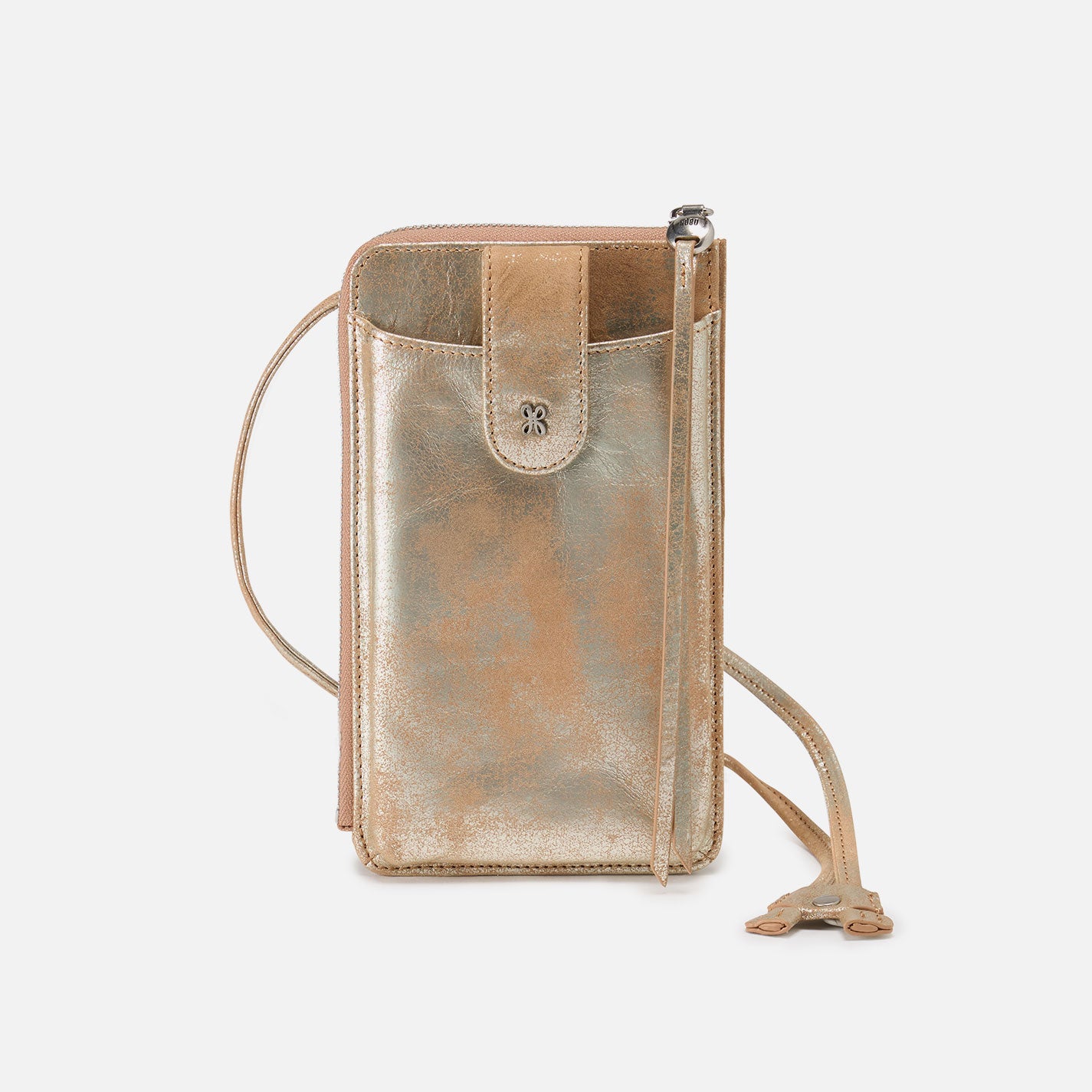Ari Phone Crossbody Bag in Metallic Leather - Saddle Stardust Color | Stylish Women's Shoulder Purse for Everyday Use, Travel & Shopping