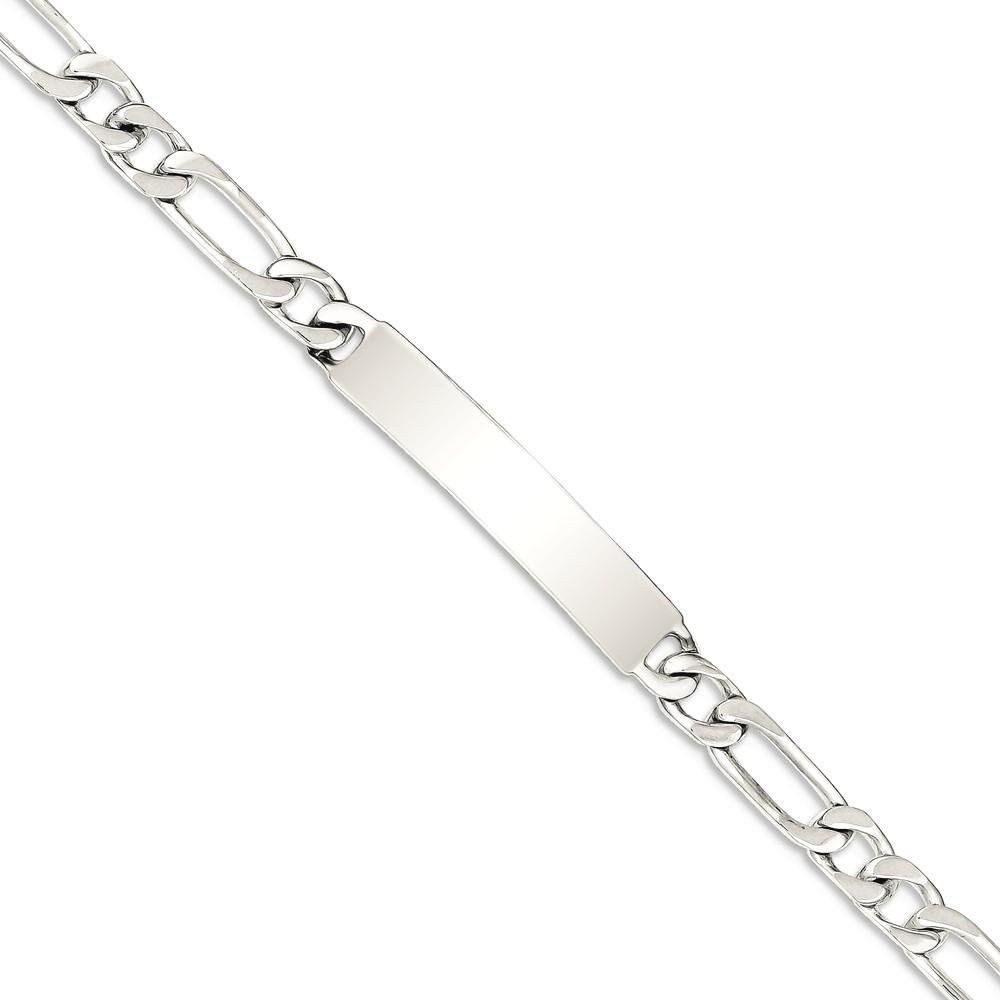 925 Sterling Silver Engraveable Figaro Link Name Bar ID Bracelet - Personalized Jewelry Gift for Women, Men, Couples | Anniversary, Birthday, Wedding, Friendship Keepsake