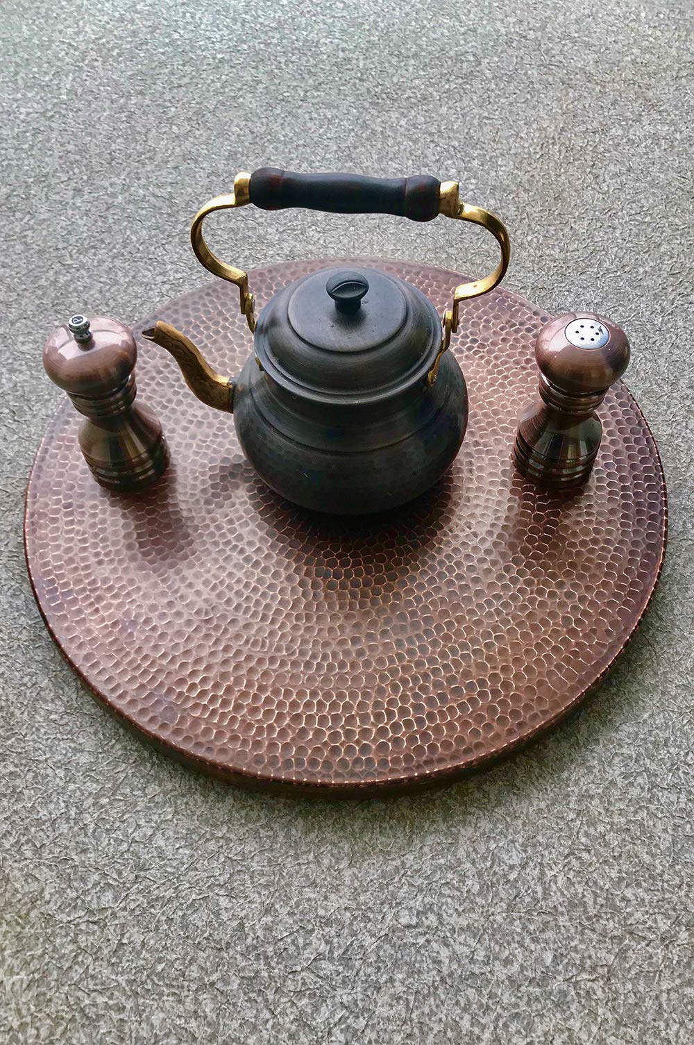 Premier Copper Products LS18DB 18-Inch Hand Hammered Copper Lazy Susan Turntable - Oil Rubbed Bronze Finish - Perfect for Dining Tables, Kitchen Countertops & Buffet Serving