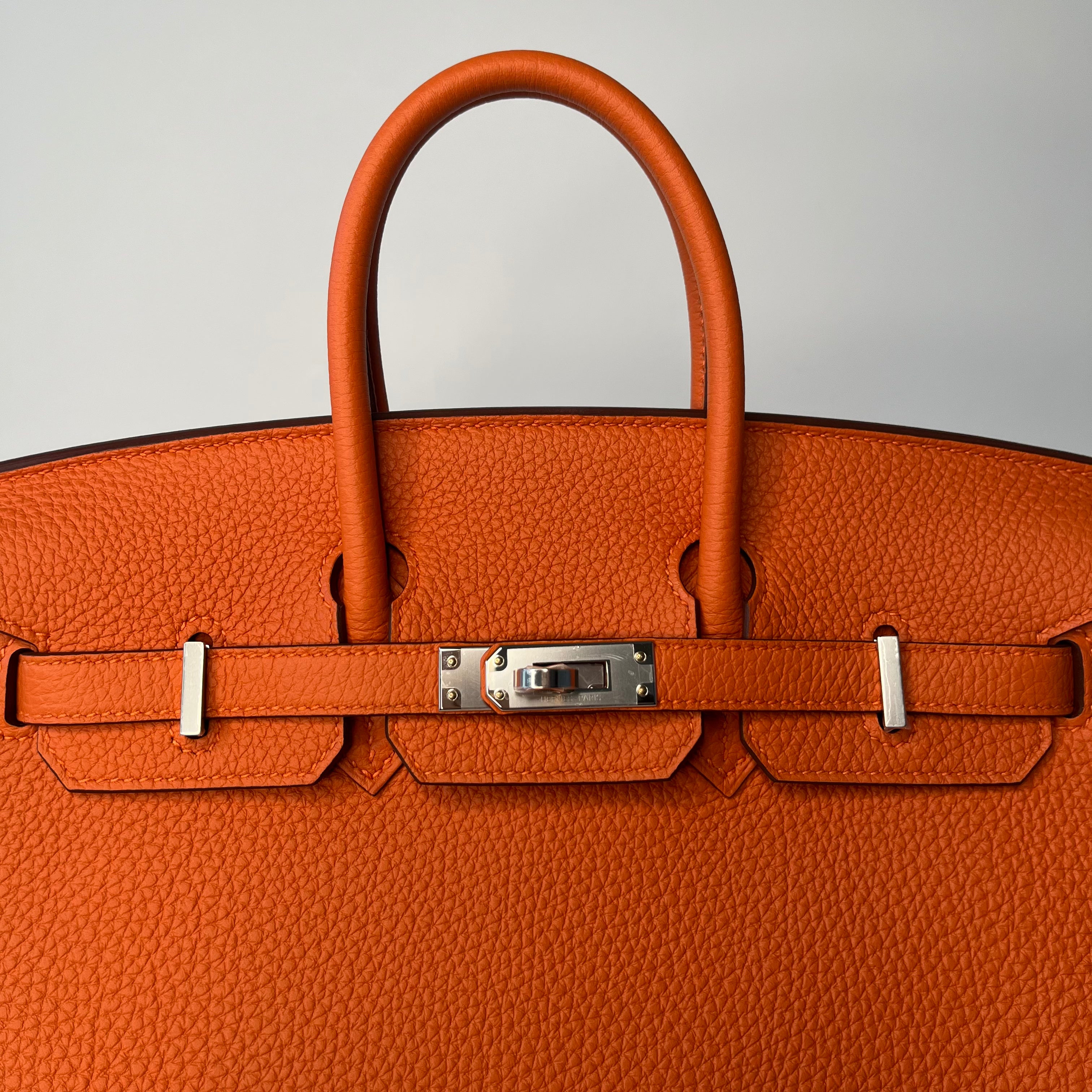 Authentic Hermès Birkin 25 Bag in Orange Togo Leather with Palladium Hardware - Luxury Handbag for Women, Perfect for Work, Travel & Special Occasions