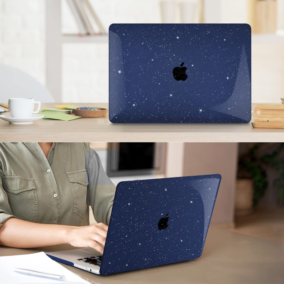 M2 2022 MacBook Air 13.6 inch Case A2681 - Glitter Hard Plastic Shell Cover with Keyboard Protector, Screen Protector & Webcam Cover | Compatible with Touch ID & Liquid Retina Display | Shiny Blue Protective Case for Work, School & Travel