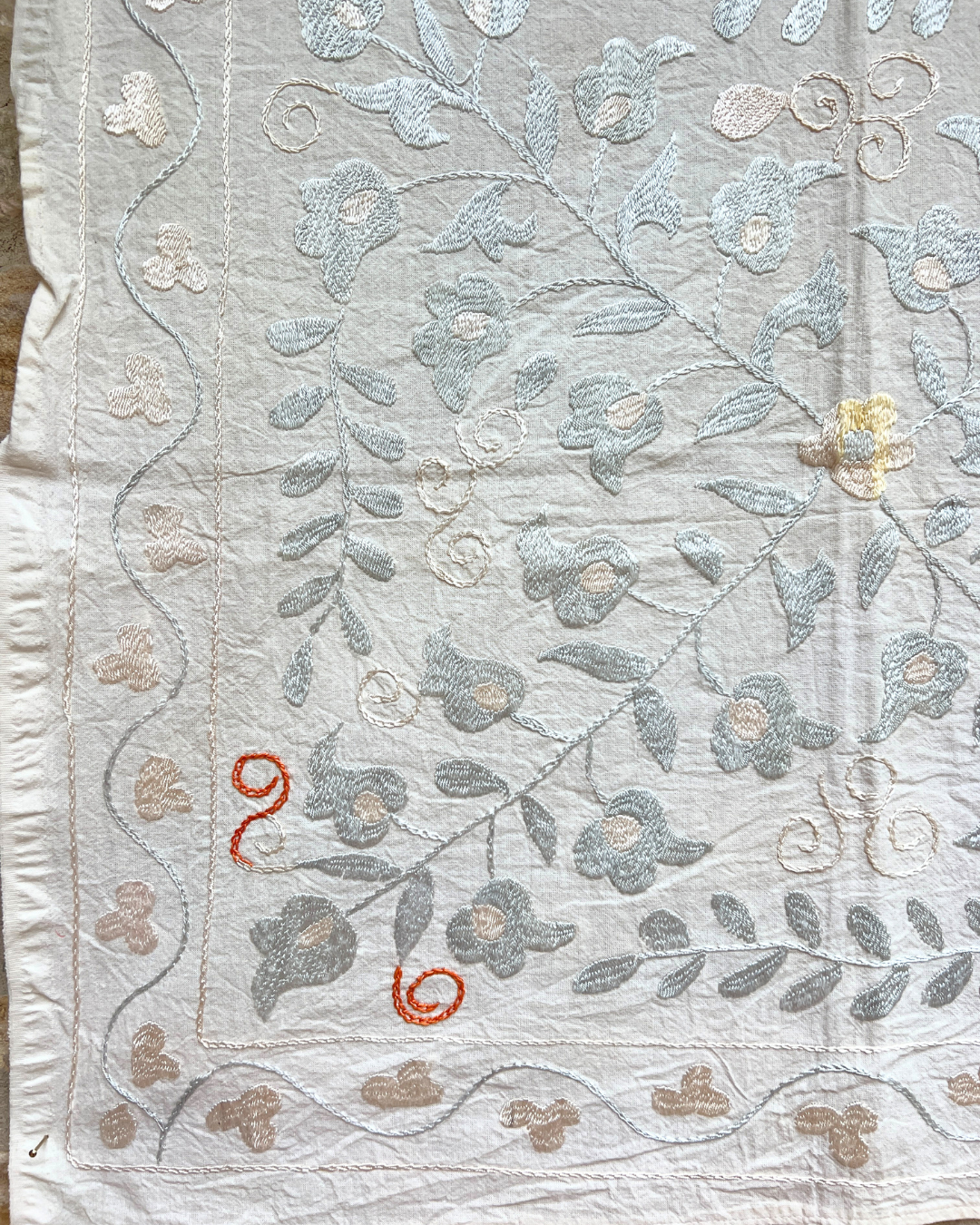 Extra Small Suzani 06 - Handmade Cotton Pillow Cover, Boho Home Decor for Living Room, Bedroom, Sofa