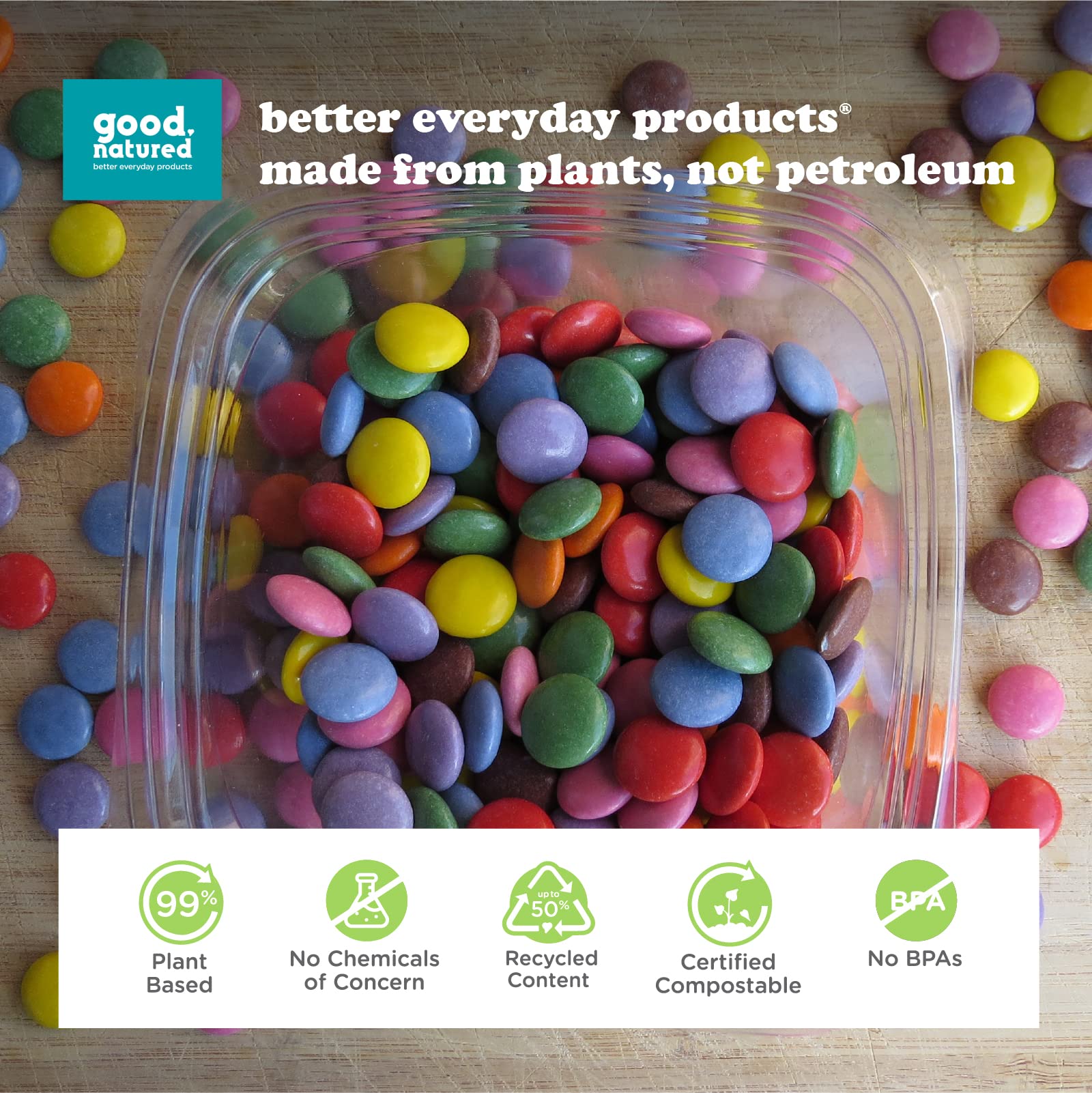 Good Natured 24 oz Deli Containers (Pack of 560) - 99% Plant-Based BPA-Free Food Storage Containers | Stackable Square Containers for Meal Prep, Leftovers & Restaurant Takeout