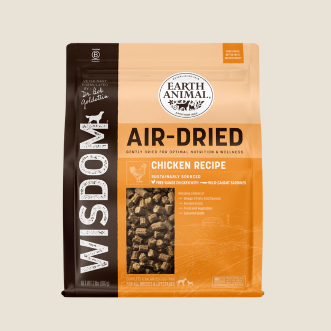 Earth Animal Wisdom Air Dried Chicken Recipe - Premium Grain-Free Dog Treats for Training & Dental Health | Perfect for Small & Large Breeds