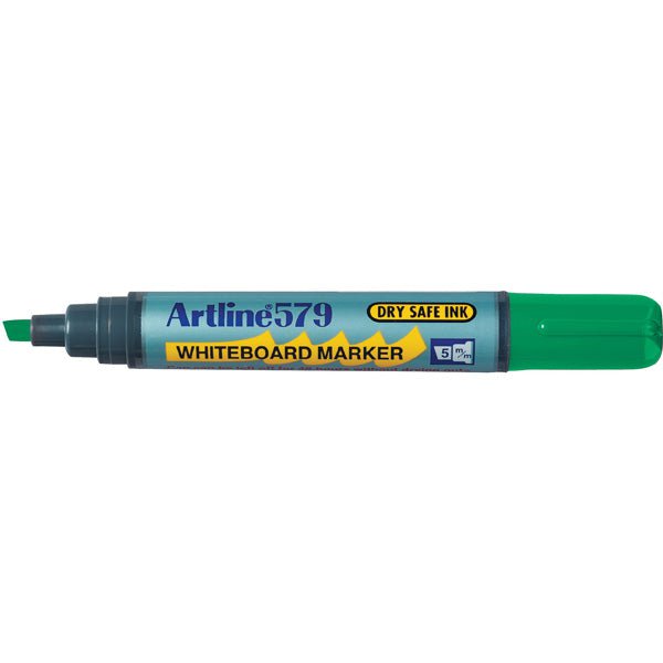 Artline 579 Whiteboard Marker Set - 12 Pack, 5mm Chisel Tip, Green - Ideal for Office, Classroom & Home Use