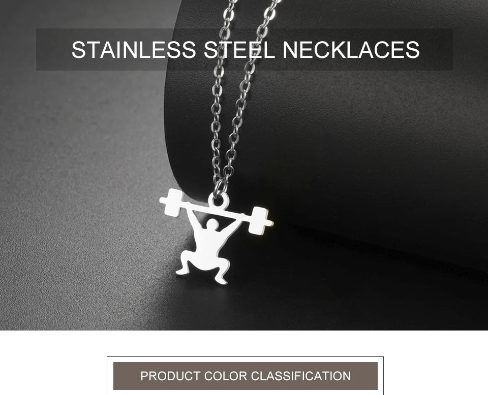 Stainless Steel Dumbbell Necklace for Men - Weightlifting & Gym Jewelry Gift for Bodybuilders & Fitness Enthusiasts | Perfect for Workouts, Sports & Casual Wear