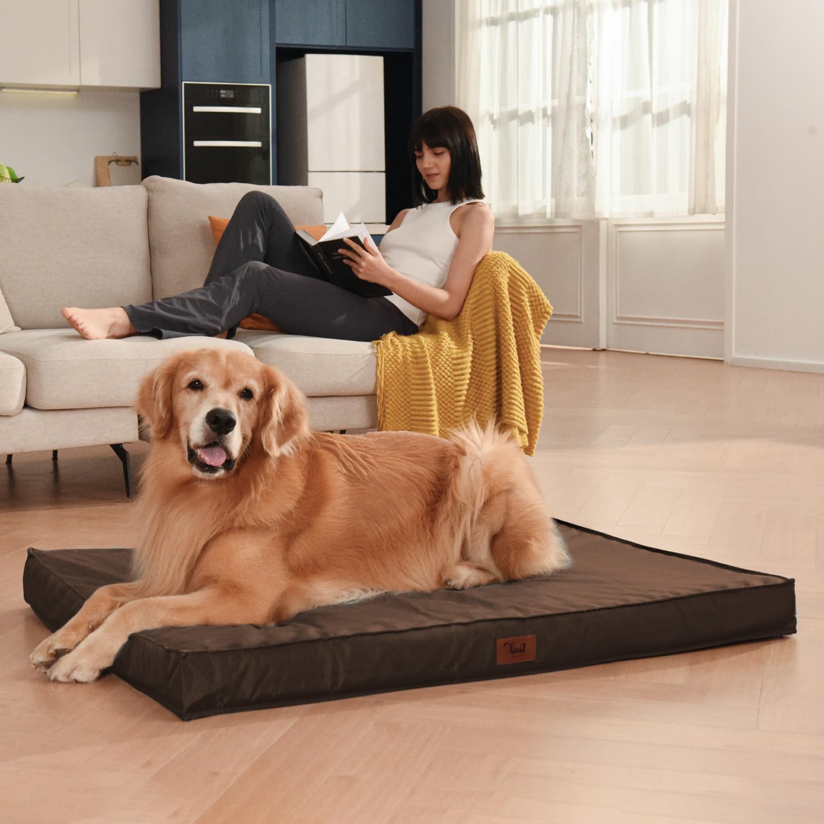 **Waterproof Orthopedic Dog Bed for Large Dogs - Washable Removable Oxford Cover, Egg Foam Support - Perfect for Outdoor, Indoor & Kennel Use**