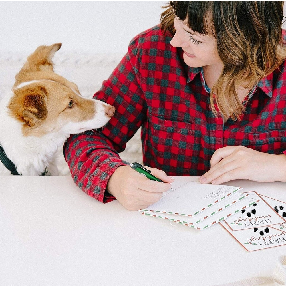 Christmas Paw Print Greeting Card Set with Envelopes - 20 Unique Holiday Cards for Pet Lovers, Perfect for Xmas Gifts, Party Invitations & Festive Greetings