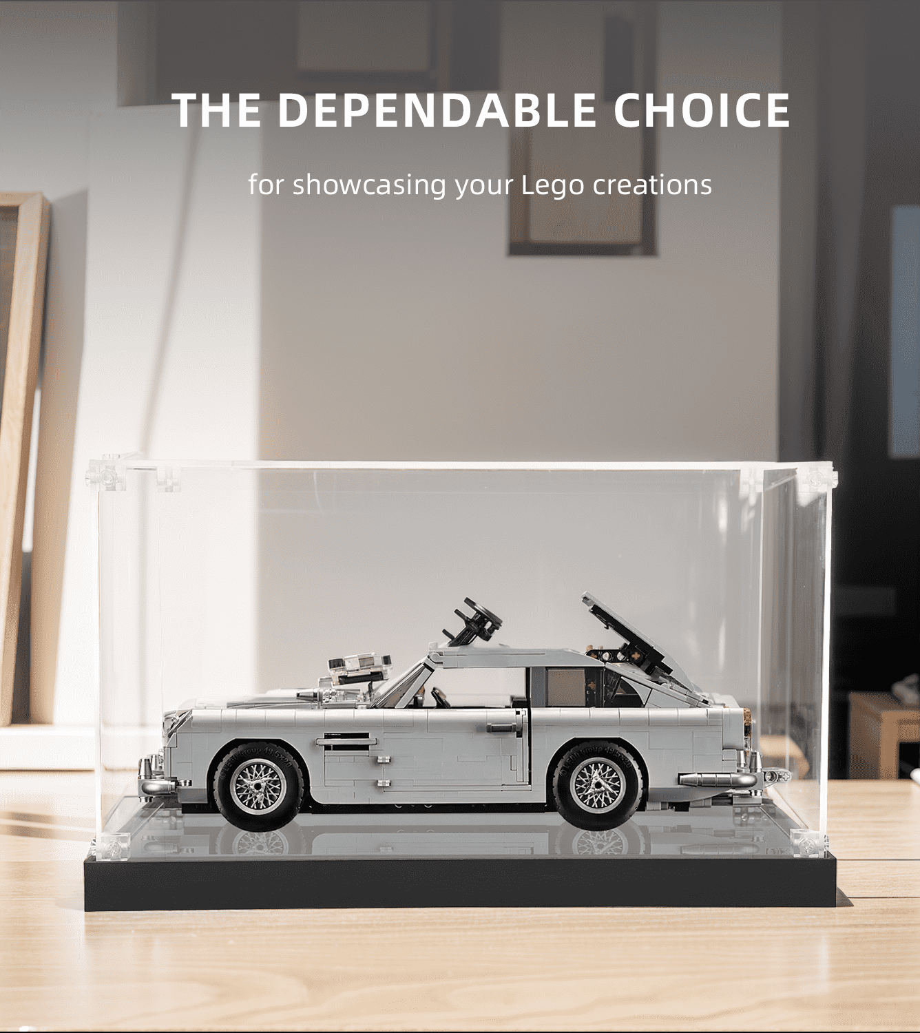 LEGO James Bond Aston Martin DB5 10262 Display Case - Premium Acrylic Showcase for Collectible Model Car - Perfect for Home Office Decor & Toy Protection