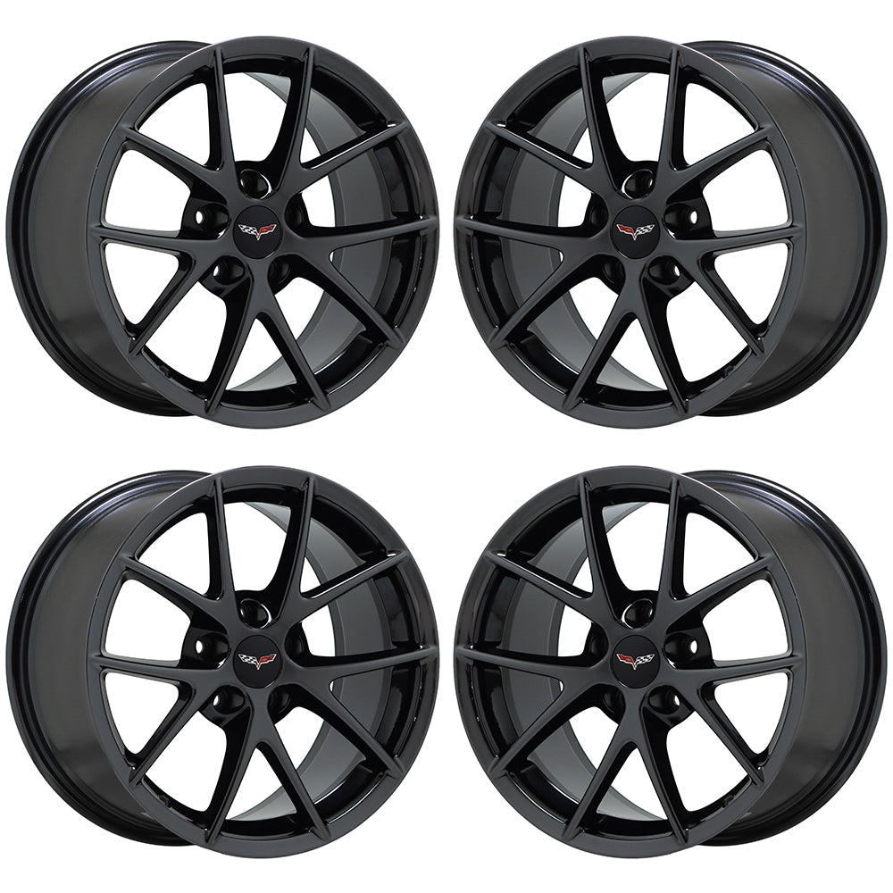 OEM GM 18x9.5 19x12 Corvette Z06 Black Chrome Wheels - Factory Replacement Rims for Corvette Z06 (Part# 5594 & 5598) | Perfect for Performance Upgrades & Show Car Builds