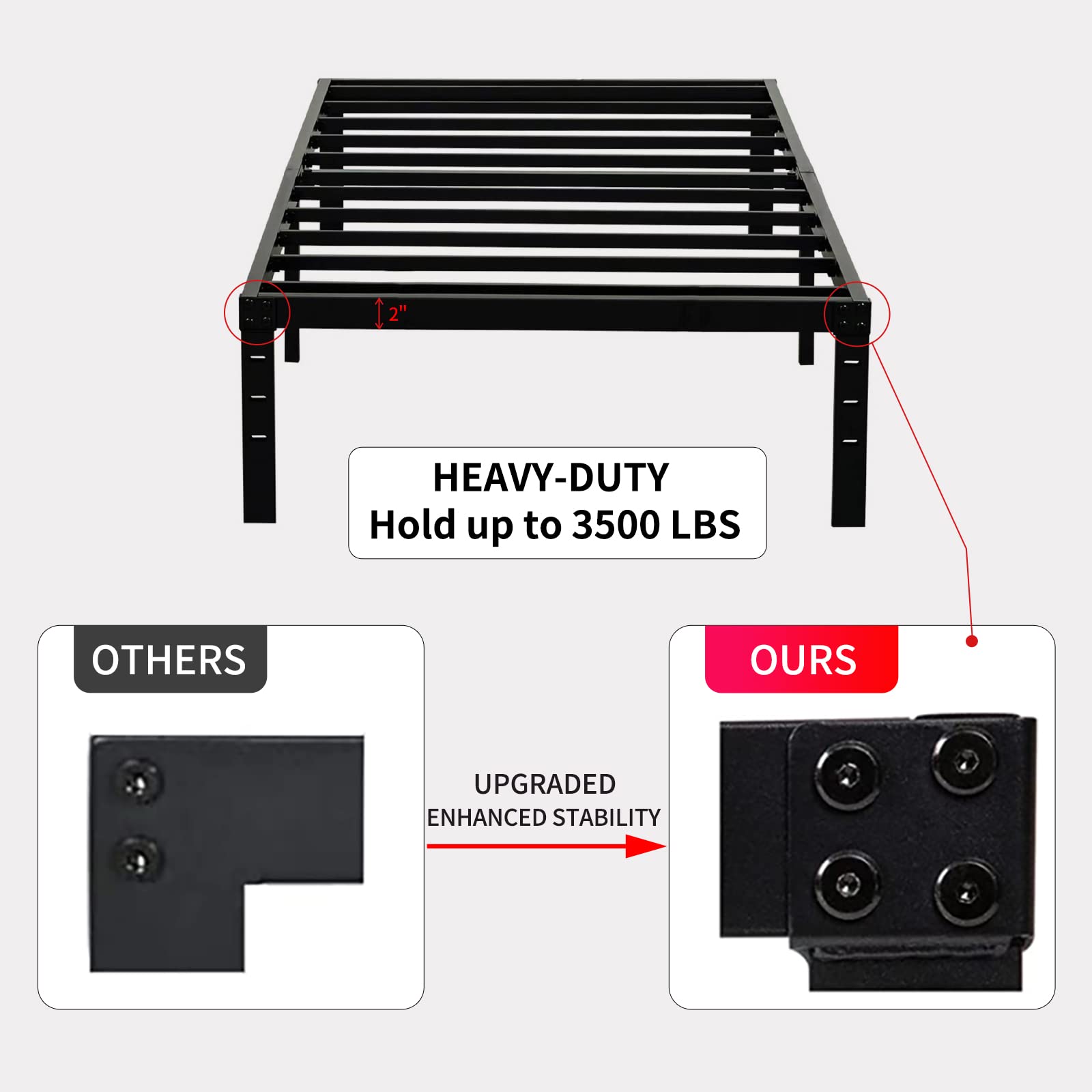 Twin XL Bed Frame - 14 Inch High Metal Platform Bed with Steel Slats, No Box Spring Required, Sturdy & Quiet - Perfect for Dorms, Guest Rooms & Small Spaces