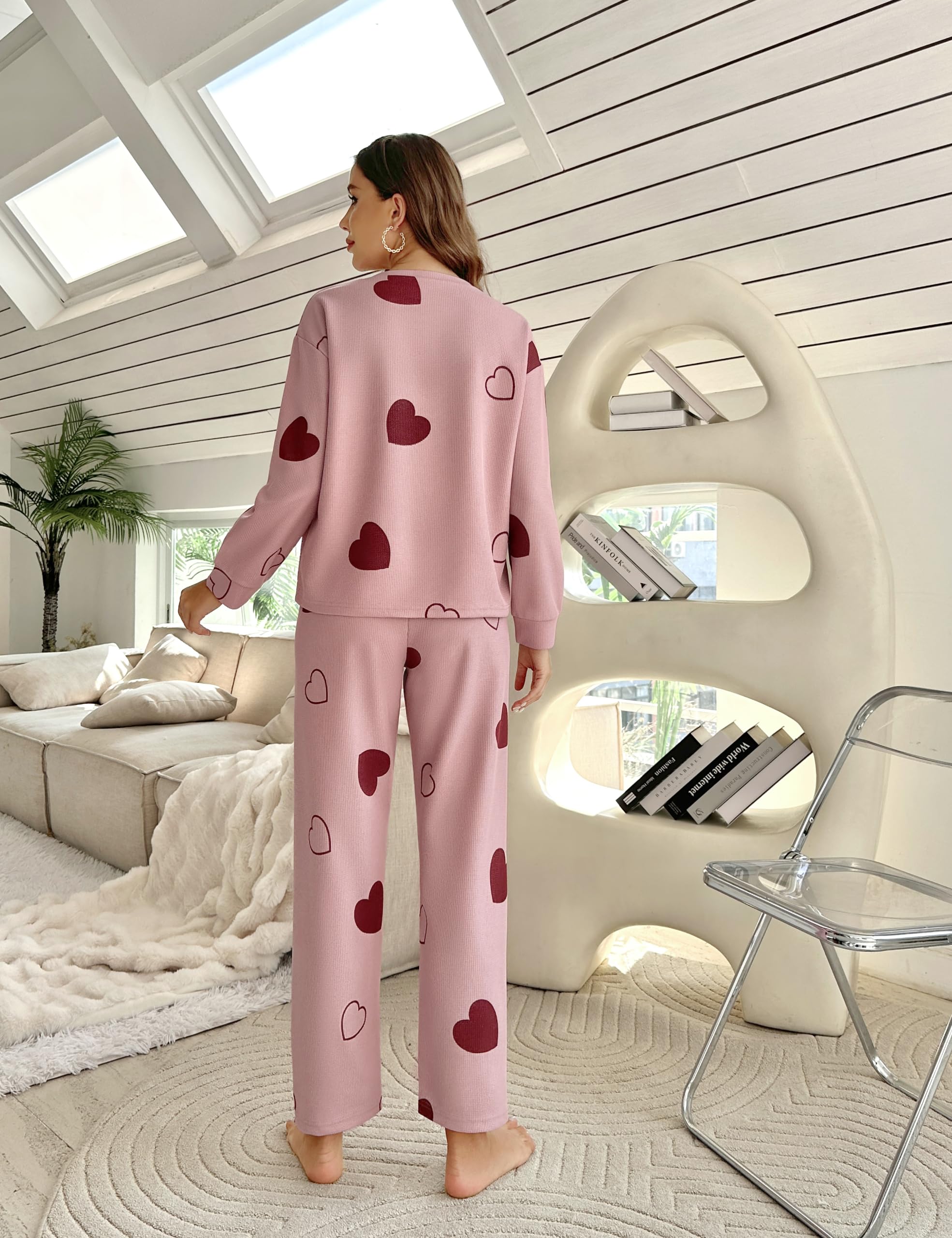 Women's Petite Pajama Sets - Soft Waffle Knit Sleepwear & Lounge Pjs for Women - Cozy Nightwear for Sleeping, Relaxing at Home or Traveling