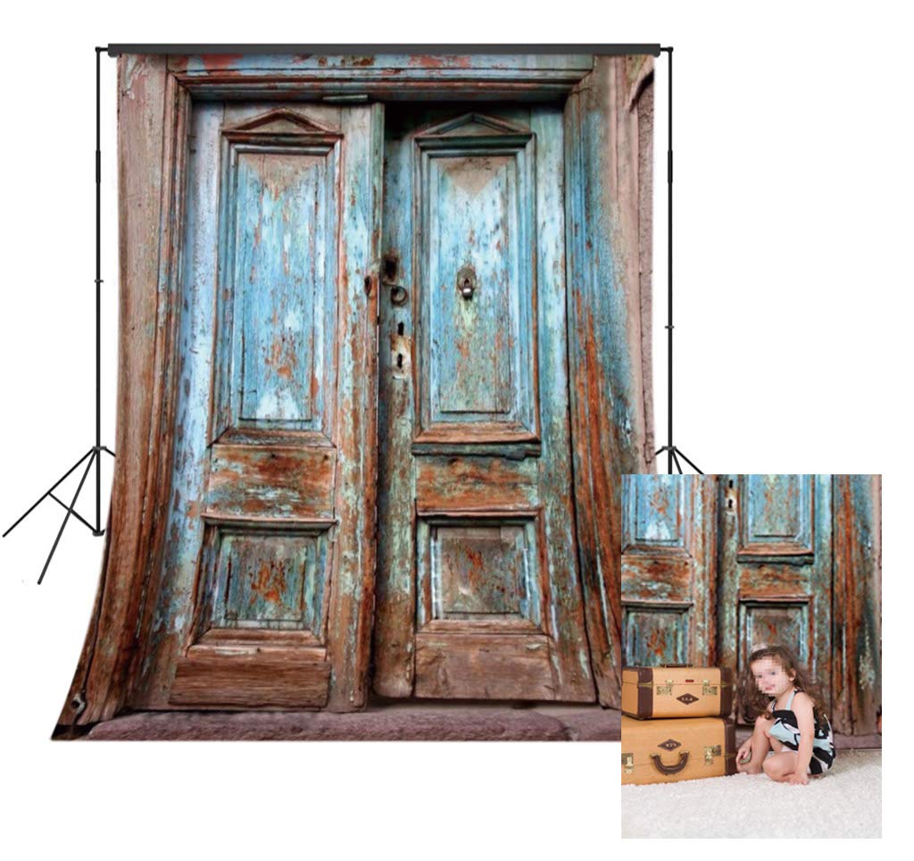 LB Rustic Barn Door Backdrop 5x7ft - Vintage Vinyl Photo Backdrop for Photography, YouTube Videos, Kids Birthday Parties, Baby Showers & Portrait Booths - Perfect for Indoor/Outdoor Events, Social Media Content & Themed Decorations