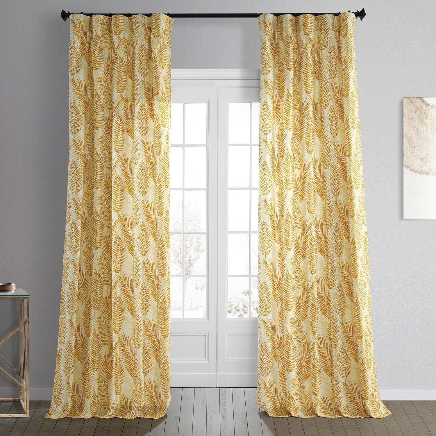 Eternal Gold Floral Printed Blackout Curtains - Kupala 100% Cotton Room Darkening Drapes for Bedroom & Living Room - Elegant Home Decor & Light Blocking Window Treatments