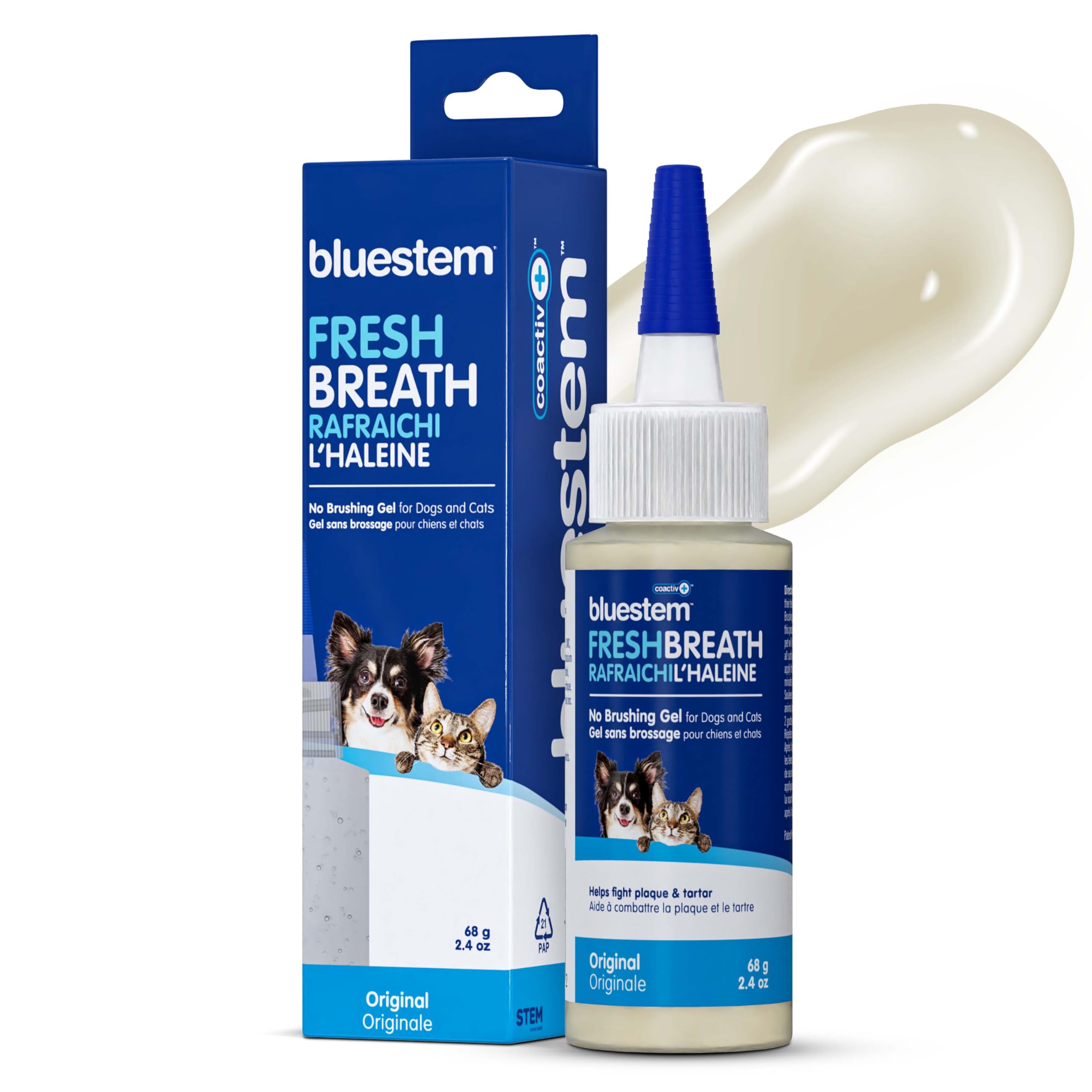 BluestemTM No Brush Dog Dental Gel - Fresh Breath & Plaque Tartar Control for Dogs | Brushless Toothpaste for Easy Oral Care | Perfect for Daily Use & Anxious Pets
