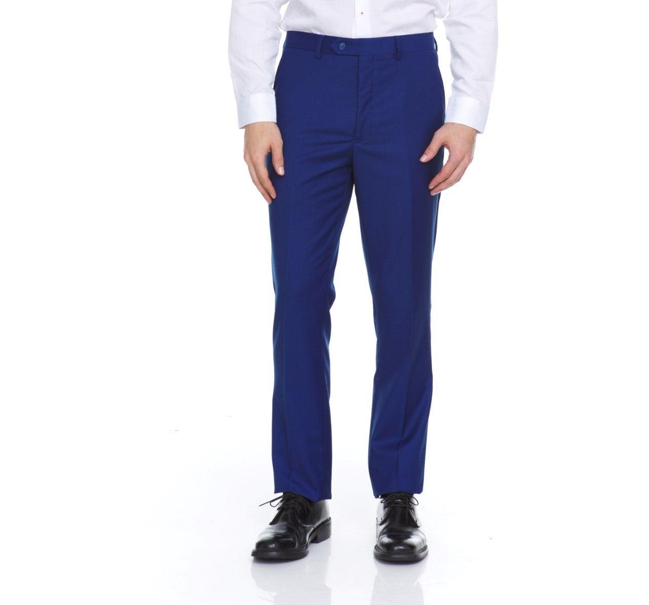 Ferera Collection Men's 3-Piece Modern Fit Suit in French Blue | Slim Fit Business Suit for Weddings, Office & Formal Events