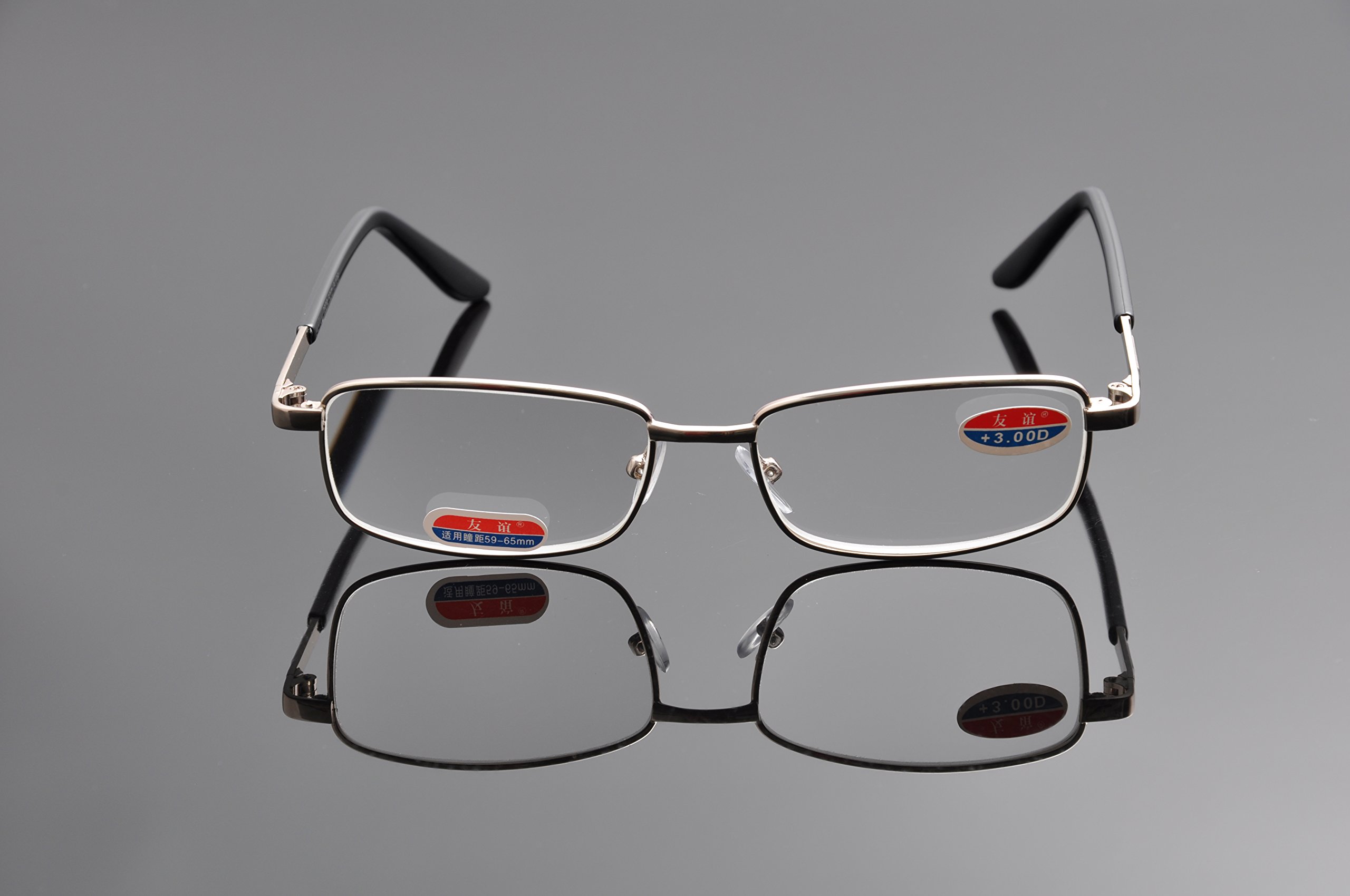 De Ding Metal Rectangular Glass Lens Reading Glasses - Stylish & Durable Eyewear for Men & Women - Perfect for Reading, Working, and Daily Use