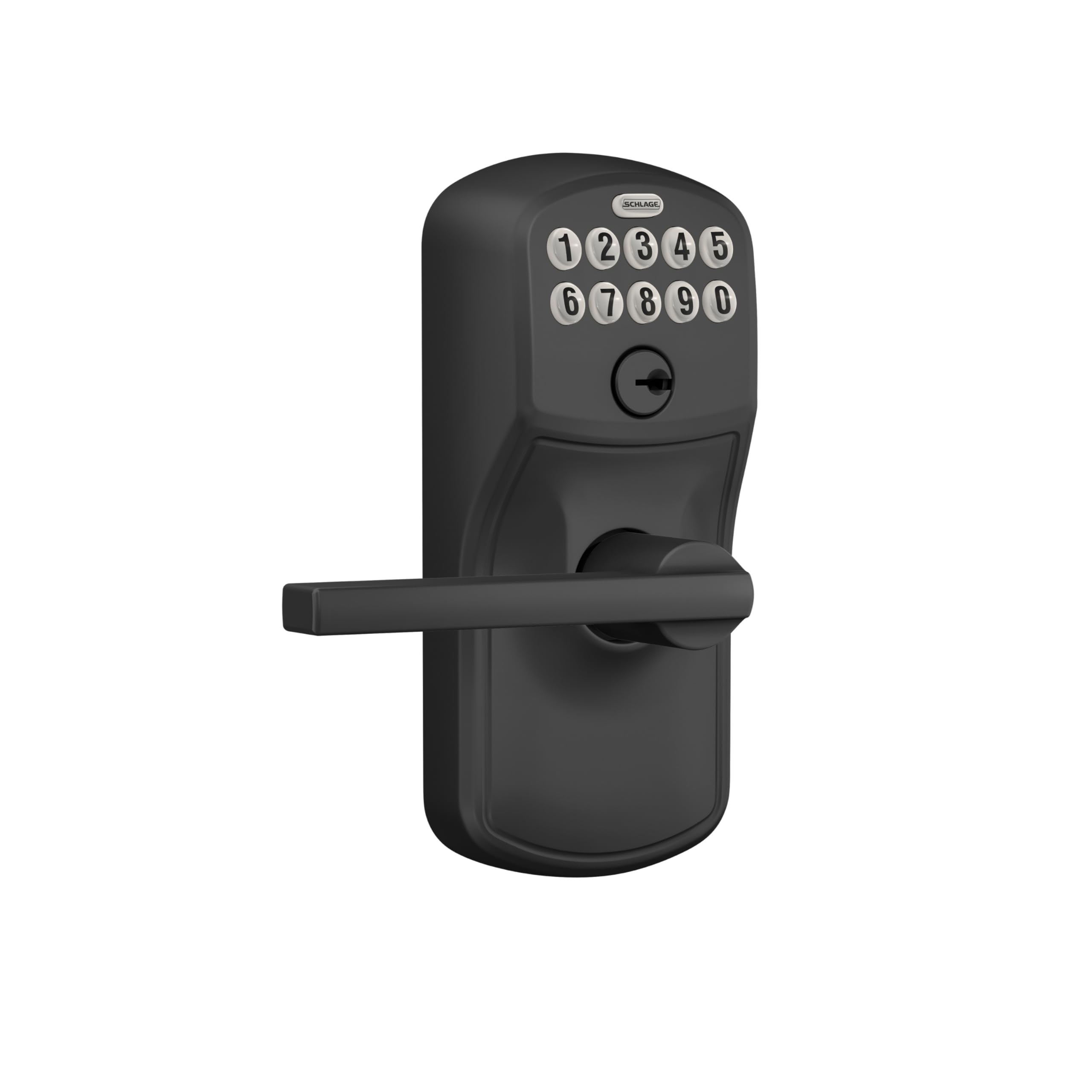 Schlage FE595 PLY 622 LAT Plymouth Keypad Entry Door Lock with Flex-Lock Technology & Latitude Lever - Matte Black Finish | Secure Keyless Entry for Homes & Offices