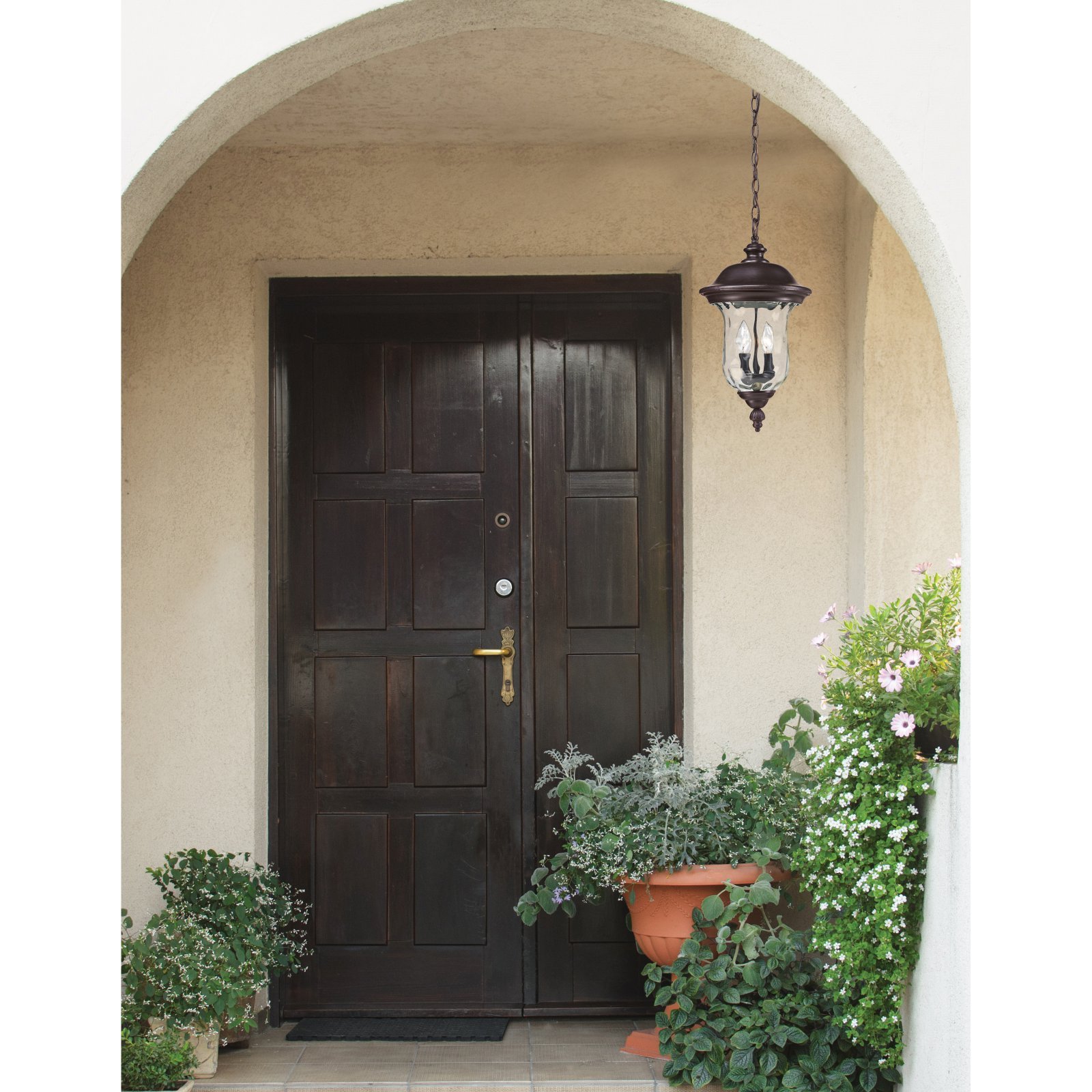 Z-Lite 533CHB-BK Armstrong Outdoor Chain Light - Black Aluminum Frame with Clear Water Glass Shade - Weather-Resistant Hanging Light for Patio, Garden, Porch & Backyard Decor
