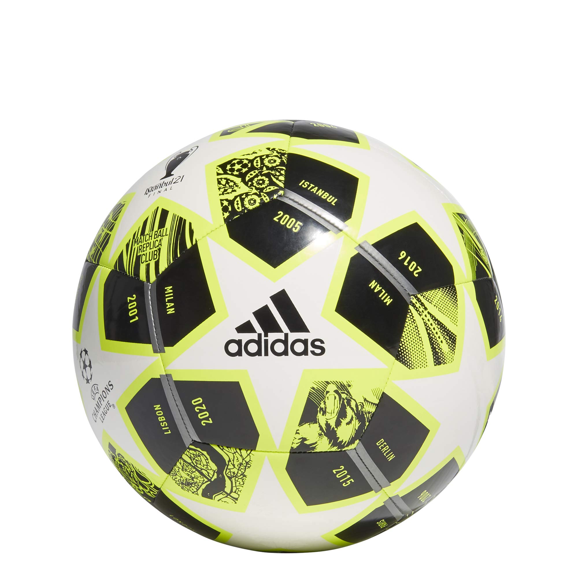 Adidas Men's Finale Club Soccer Ball - Solar Yellow/White/Black - Size 3 - Perfect for Training, Matches & Backyard Play