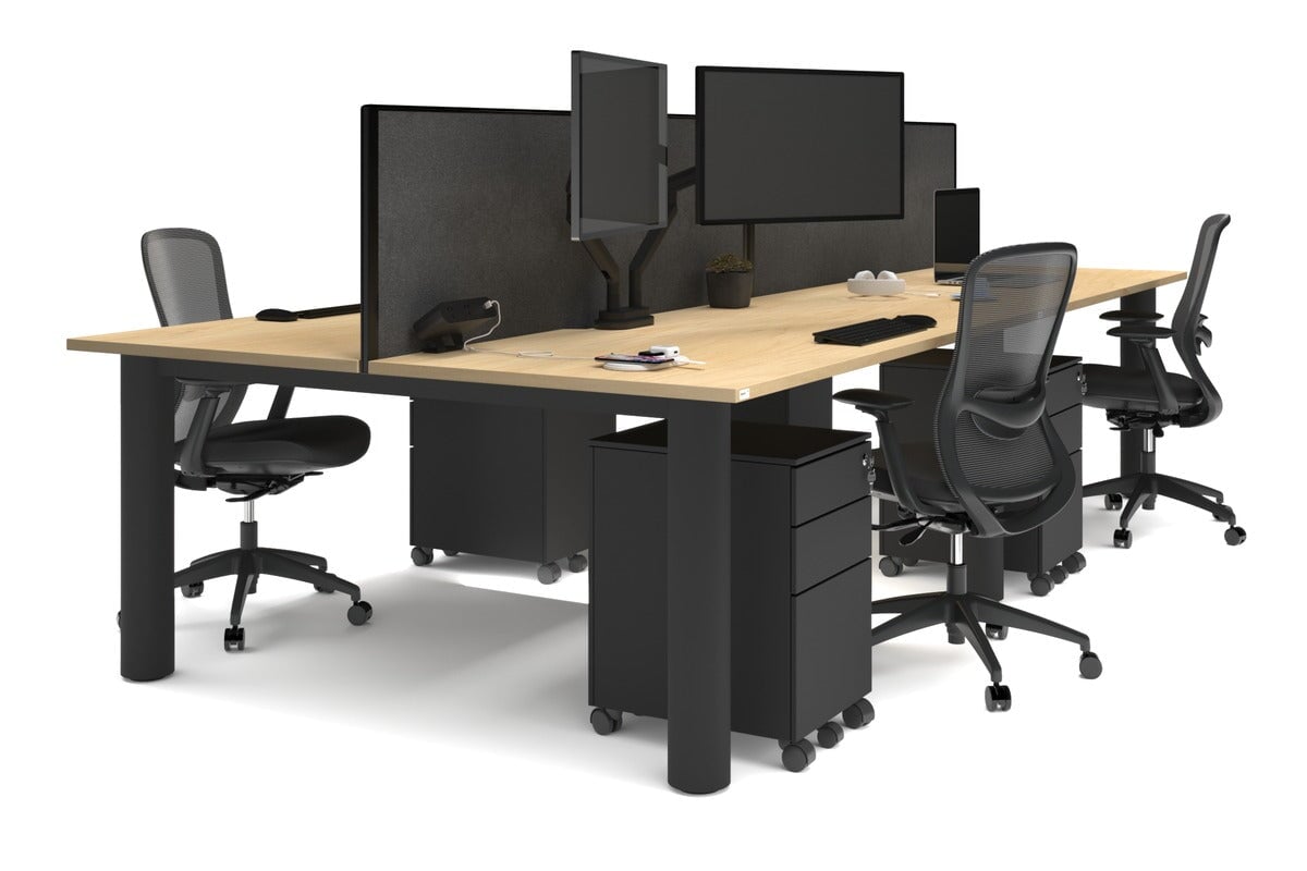 Quadro Cylinder Leg 4-Person Office Workstation Desk - 1800L x 800W with Cable Management - Perfect for Collaborative Workspaces & Open Office Environments
