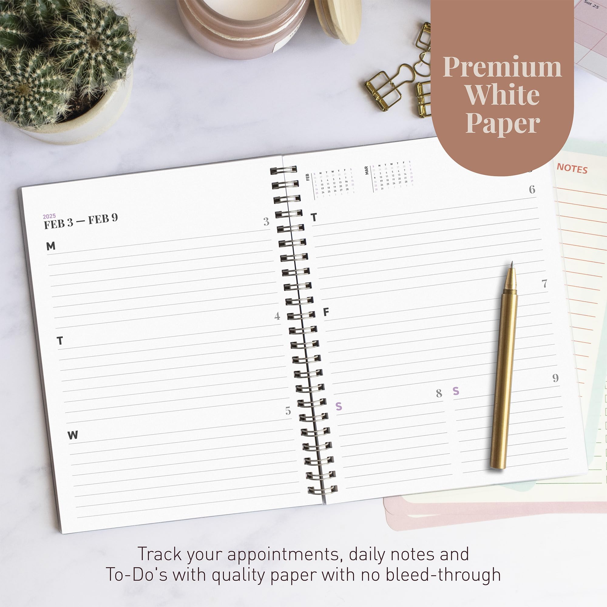 Rileys 2025 Weekly Planner - 2025 Monthly & Weekly Calendar Organizer with Flexible Cover, Notes Pages, Twin-Wire Binding (8 x 6 Inches, Purple) - Perfect for Work, School, and Personal Scheduling