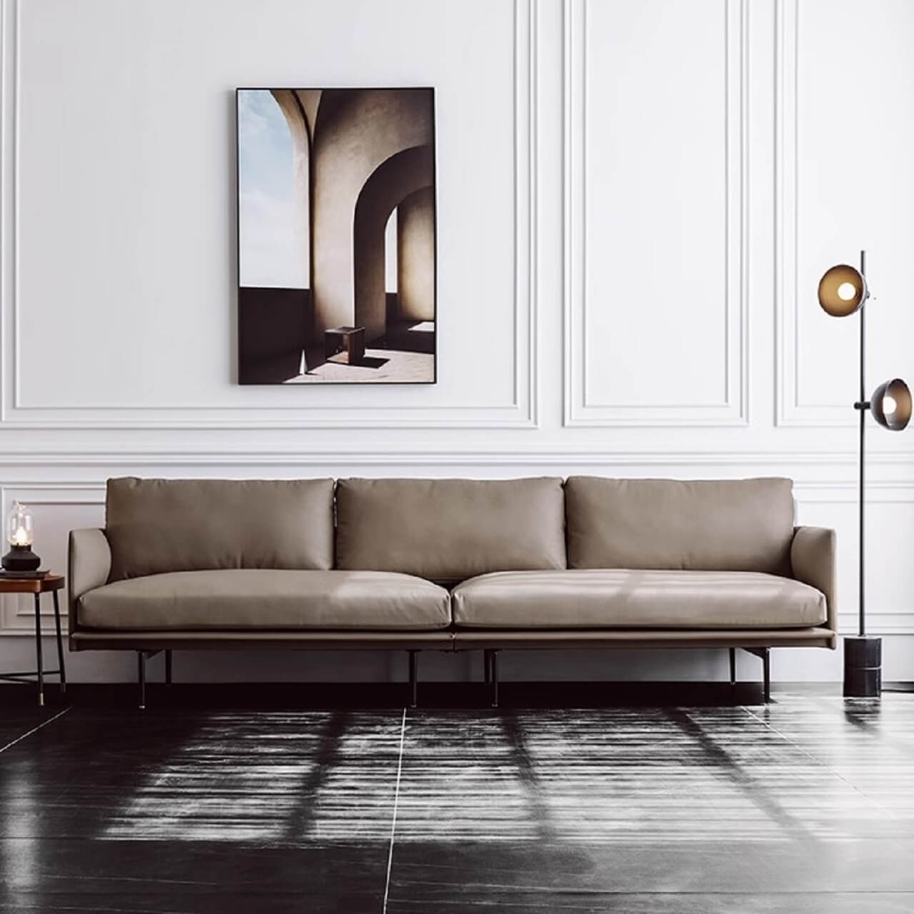 Luxury White Microfiber Leather Sofa - Modern Minimalist Design 87.8