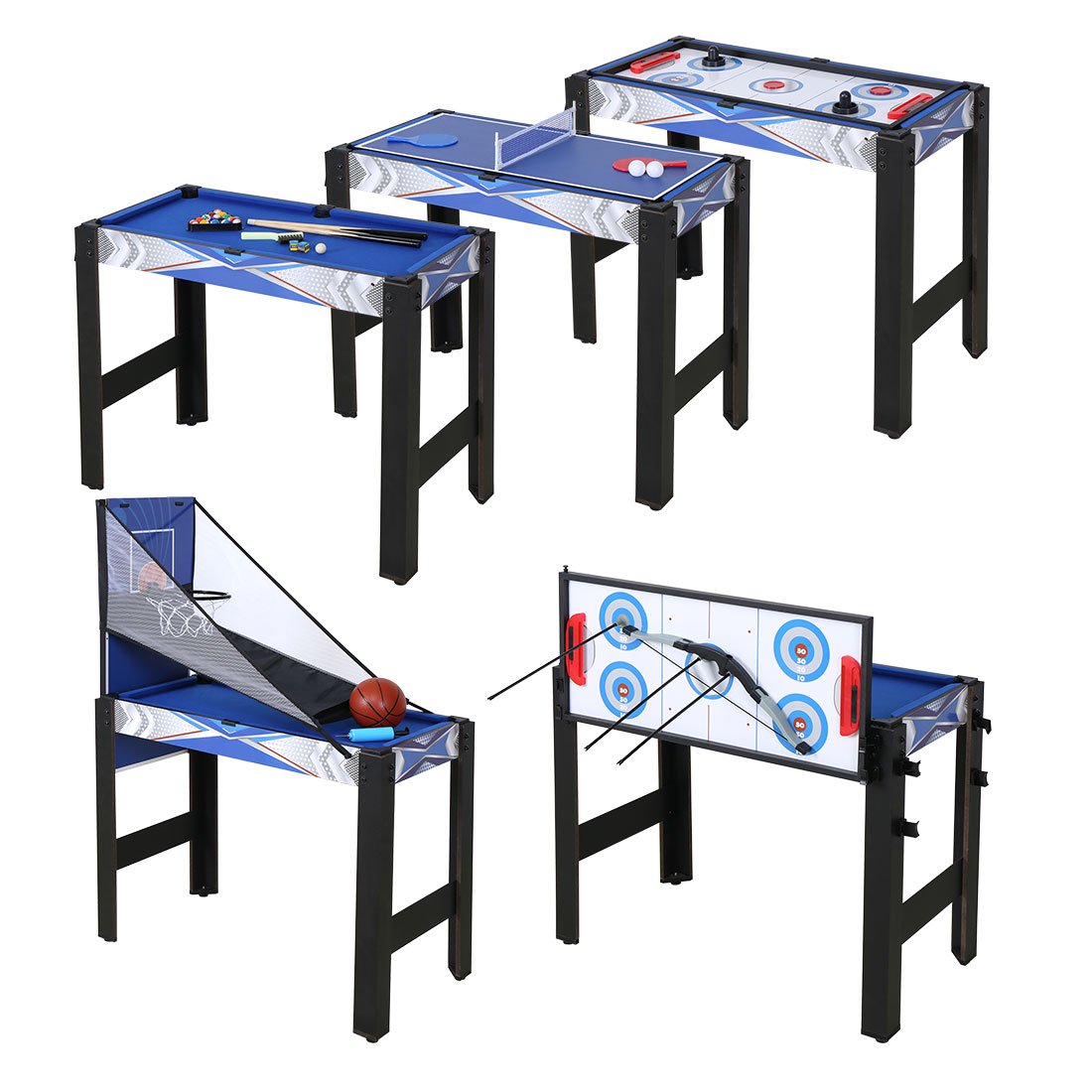 5-in-1 Multi Game Table Set - Folding Foosball, Pool, Hockey, Ping Pong & Basketball Combo for Indoor Fun (3FT) - Perfect for Game Rooms, Basements & Family Entertainment