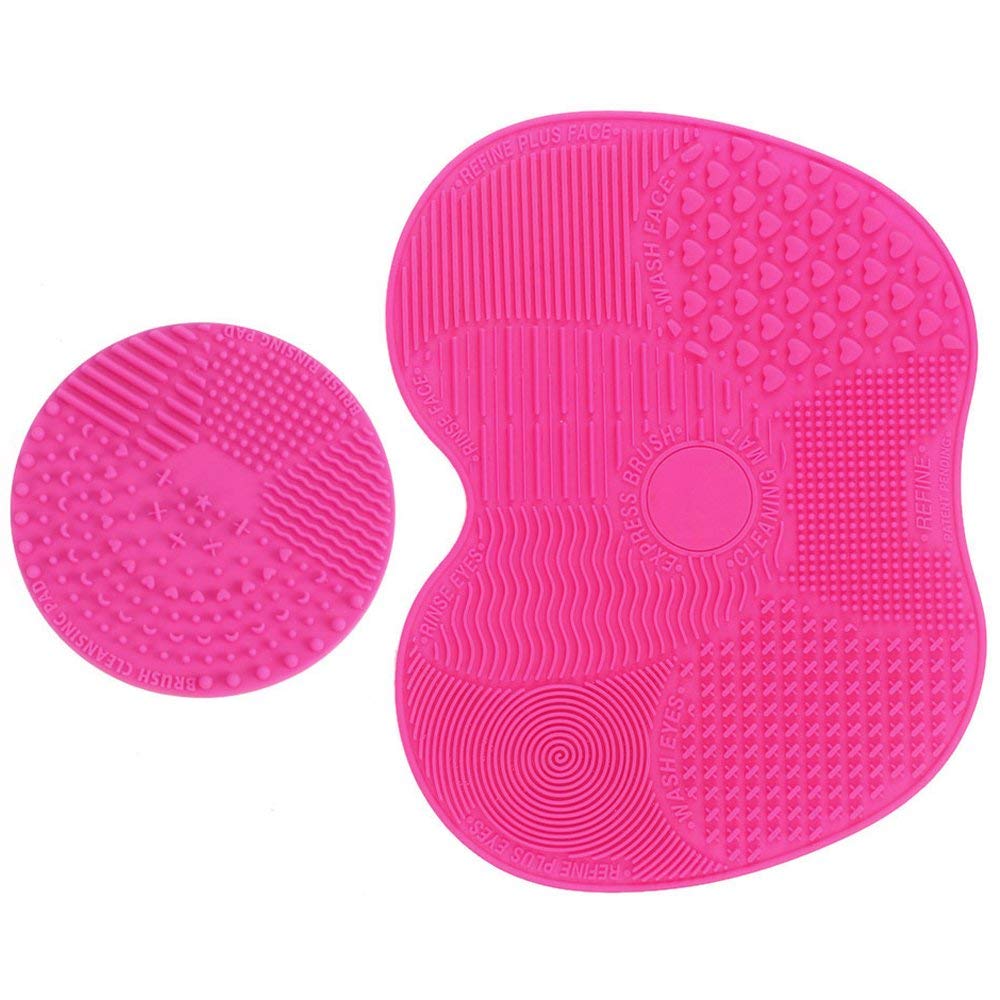 Fariox Silicone Makeup Brush Cleaning Mat Pad - Portable Cosmetic Brush Cleaner Glove & Washing Tool for Makeup Brushes (Rose) - Perfect for Home, Salon & Travel Use
