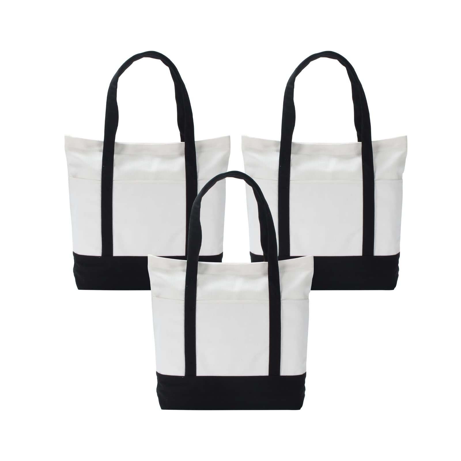 YACEYACE 3-Piece Canvas Zipper Tote Bag Set - 16.5