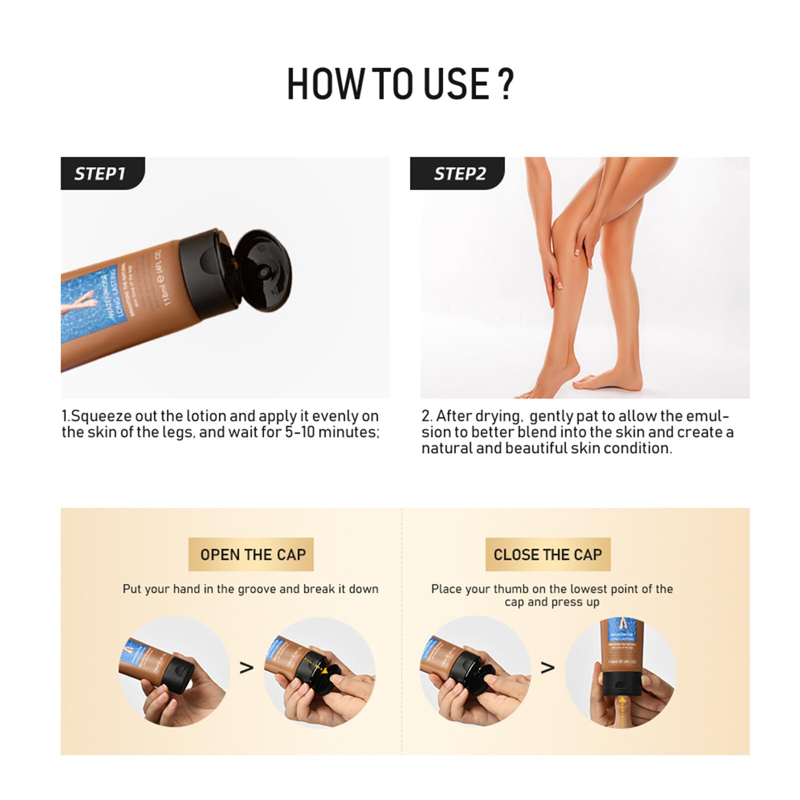 Waterproof Full Coverage Body Makeup for Legs & Body - Even Skin Tone, Conceals Tattoos & Scars - 4 Oz/118ml Body Foundation - Perfect for Daily Wear, Special Events & Photo Shoots