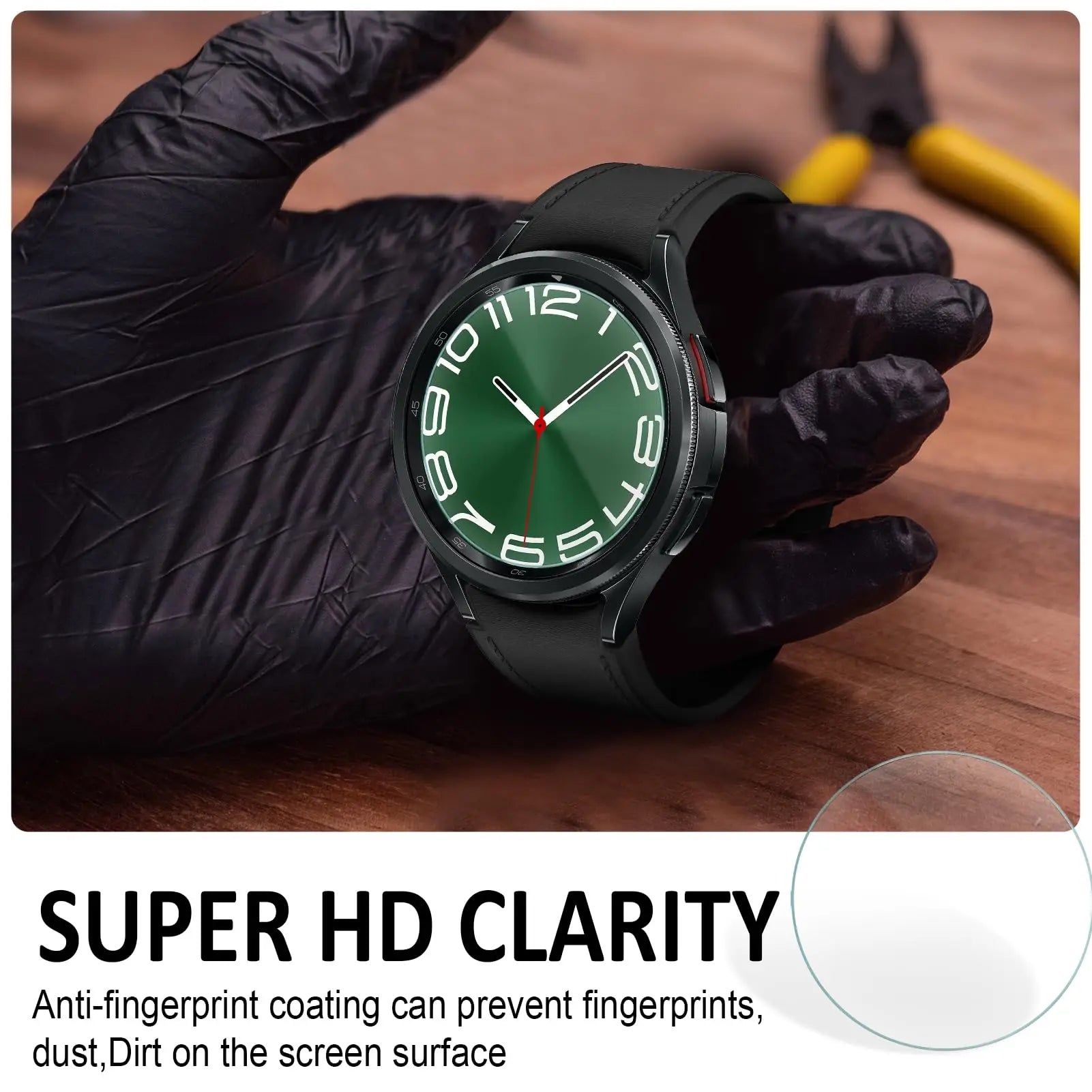 2 Pack Tempered Glass Screen Protector for Samsung Galaxy Watch - HD Clear, Anti-Scratch, Bubble-Free (Compatible with Galaxy Watch 4/5/6) | Perfect for Workouts, Running & Daily Wear Protection