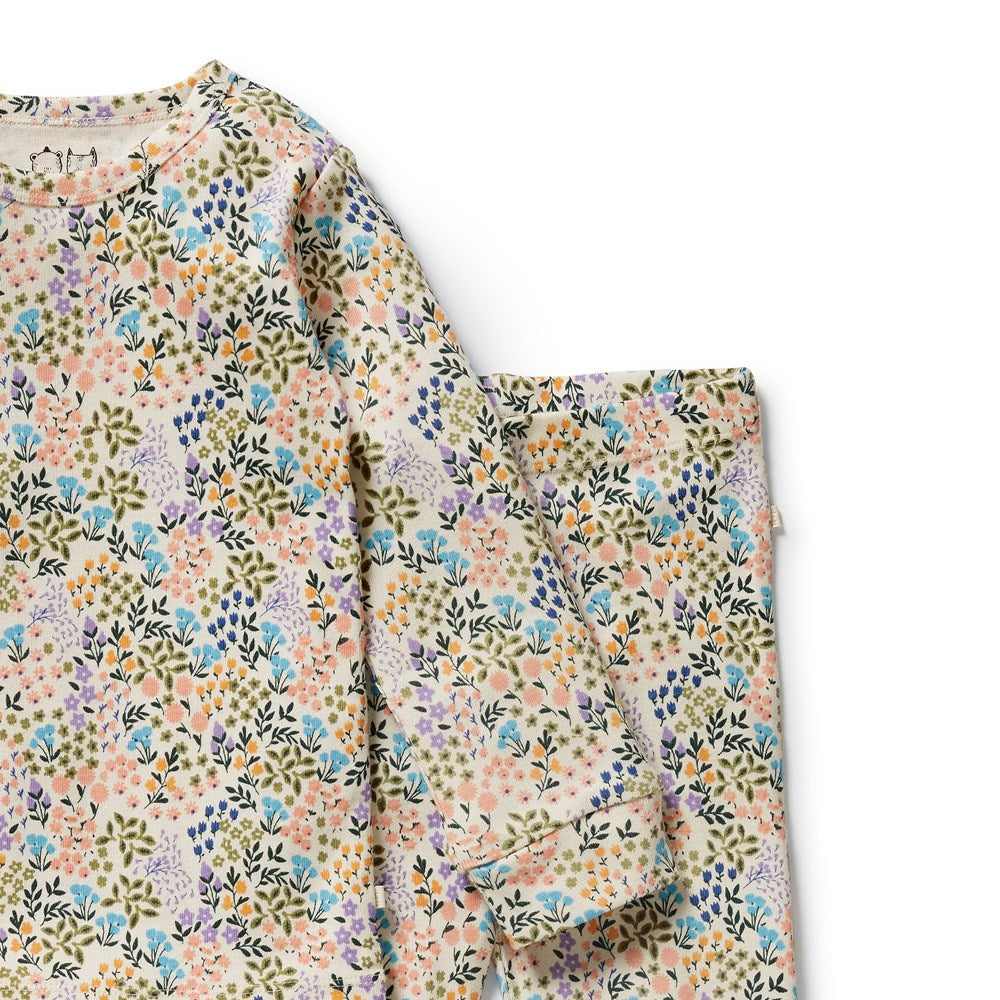 Tiny Bloom Organic Cotton Long Sleeve Pajamas for Women - Soft & Comfortable Sleepwear for Nighttime & Lounge Wear