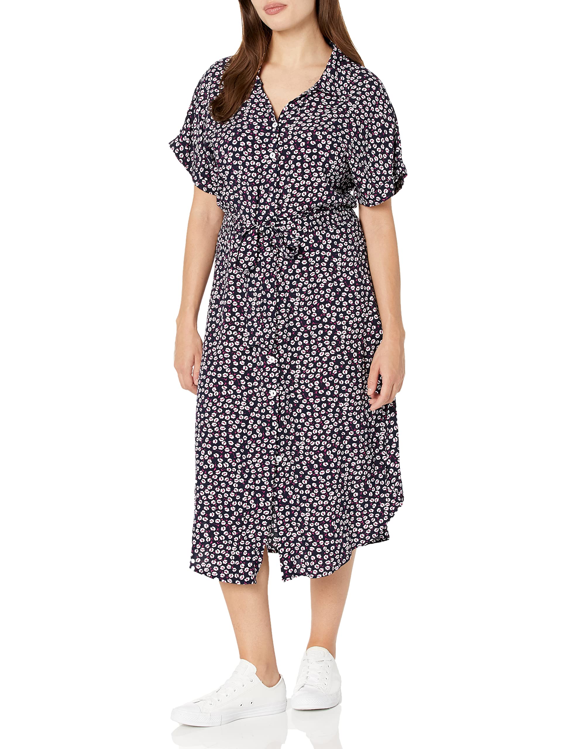 BROVAVE Women's Summer Casual Short Sleeve Button Down Floral Midi Shirt Dress - Perfect for Beach Vacations, Brunch Dates & Summer Outings