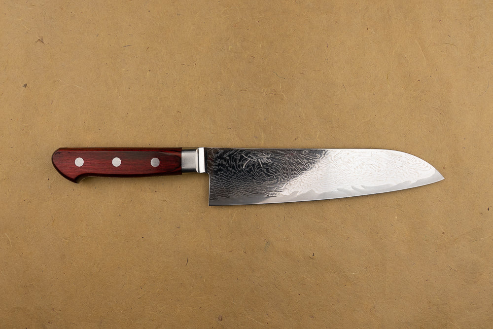 Premium Tsunehisa AUS10 Shichi Nami Western Santoku Knife 180mm - High Carbon Stainless Steel Japanese Chef Knife for Slicing, Dicing & Chopping - Perfect for Home Kitchen & Professional Cooking