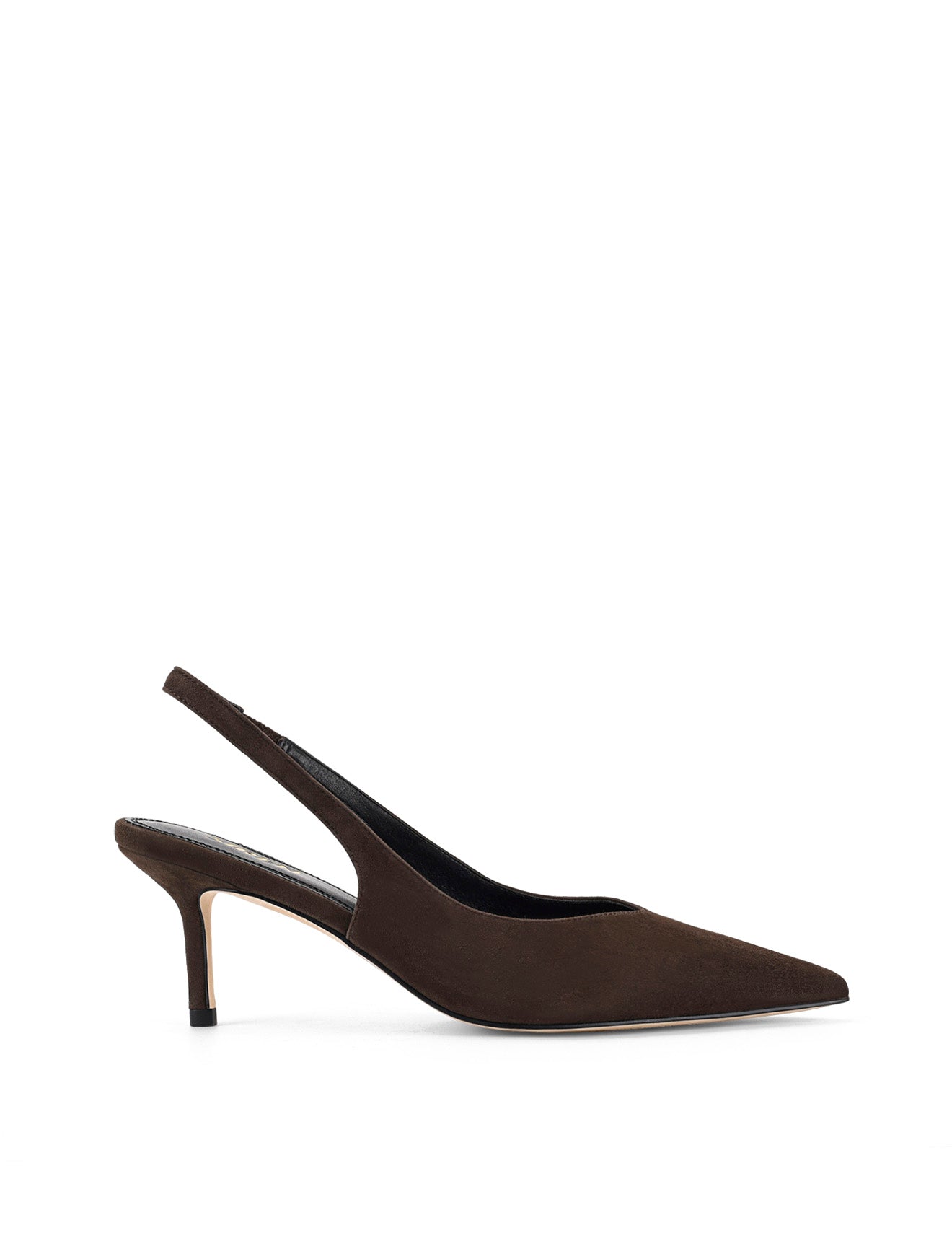 Yory Slingback Kitten Heels - Women's Comfortable Low Block Heel Shoes in Chocolate Brown Suede for Office, Wedding & Casual Wear