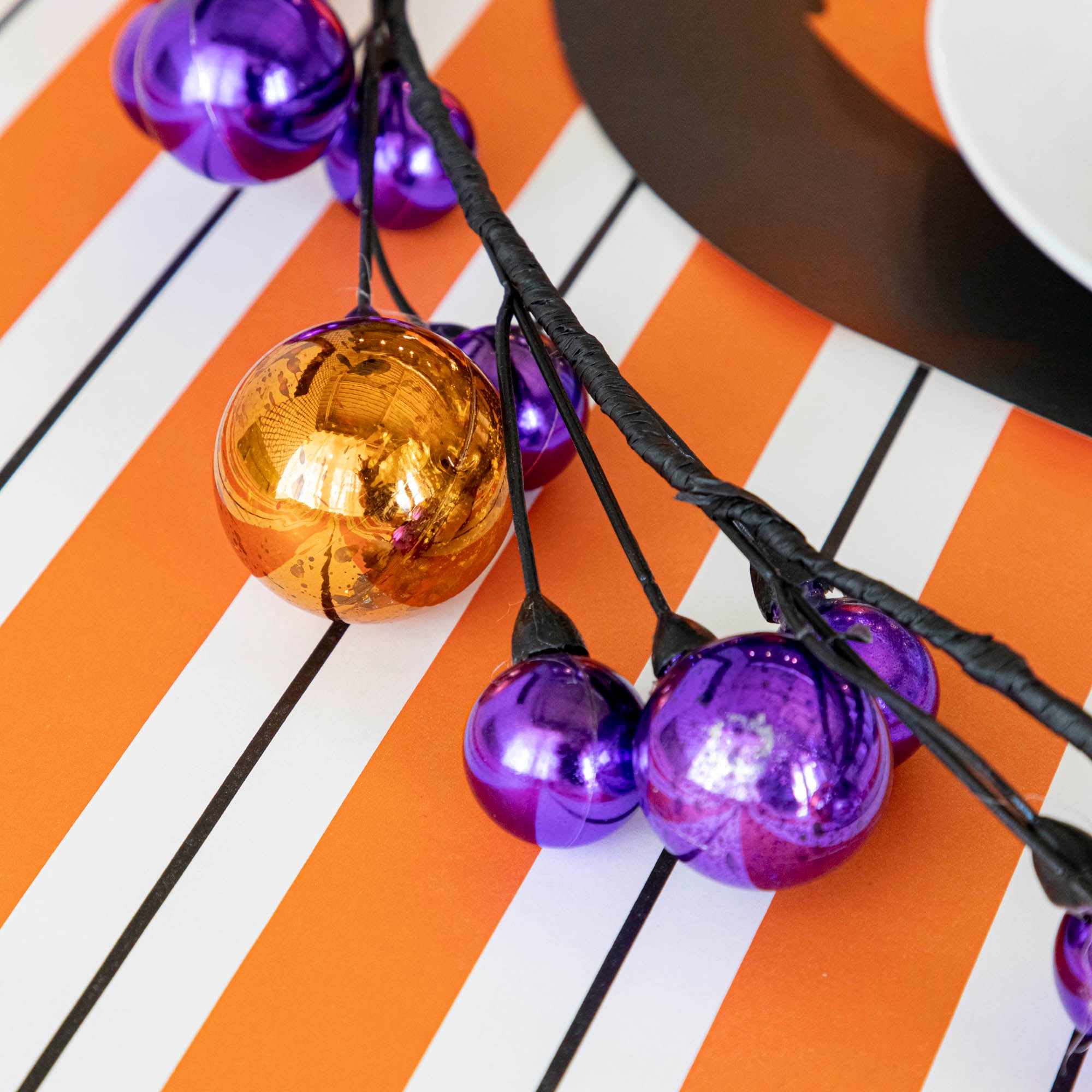 58ft Halloween Ball Garland Decorations - Orange & Black Party Supplies for Spooky Home, Porch, and Outdoor Halloween Decor
