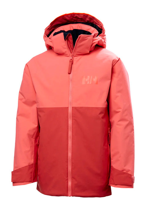 HELLY HANSEN Junior Traverse Jacket for Kids - Waterproof & Windproof Outdoor Jacket in Poppy Red - Perfect for Hiking, Camping & Winter Adventures