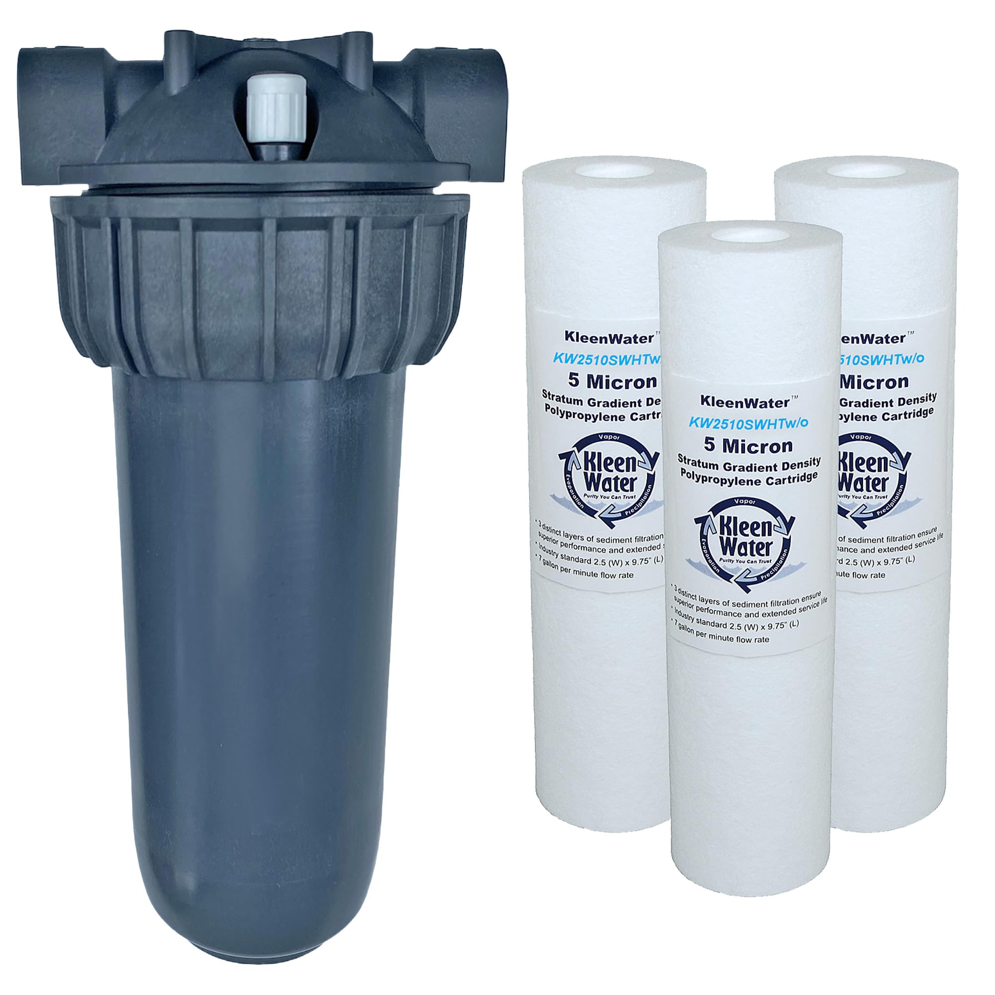Premium Hot Water Filtration System - Includes 5 Micron High Temp Cartridges (3), Mounting Bracket, Filter Wrench & Spare O-Ring | Under Sink Water Purifier for Kitchen, Coffee Makers & Home Appliances