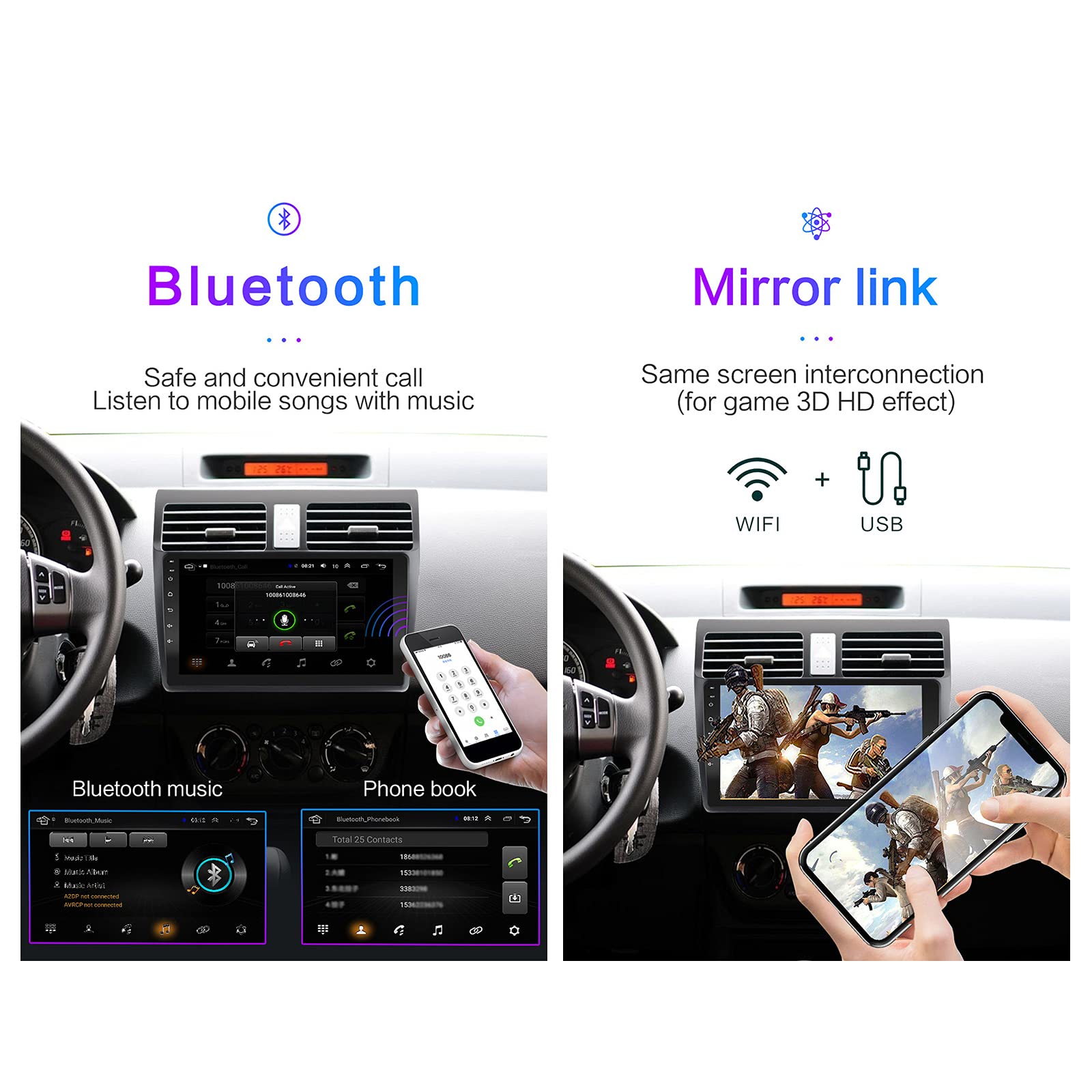 Android Car Stereo for Hyundai Sonata 2010-2015 - 7 Inch Touchscreen Multimedia Player with GPS Navigation, Bluetooth, WiFi, Mirror Link & Steering Wheel Control | Plug & Play | Perfect for Commuting, Road Trips & Hands-Free Driving