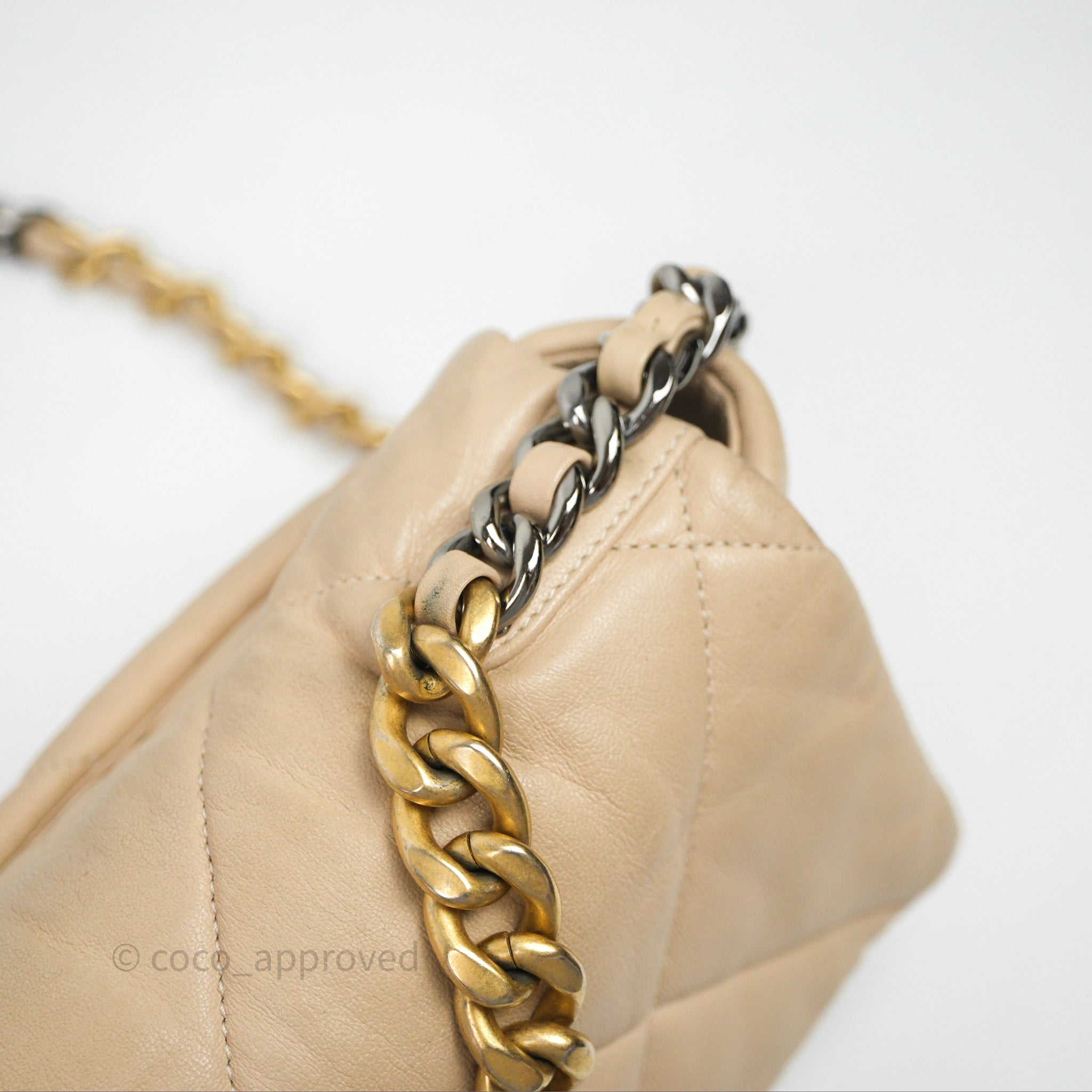 Chanel 19 Small Beige Mixed Hardware Flap Bag - Luxury Designer Handbag for Women | Perfect for Everyday Use, Work & Special Occasions