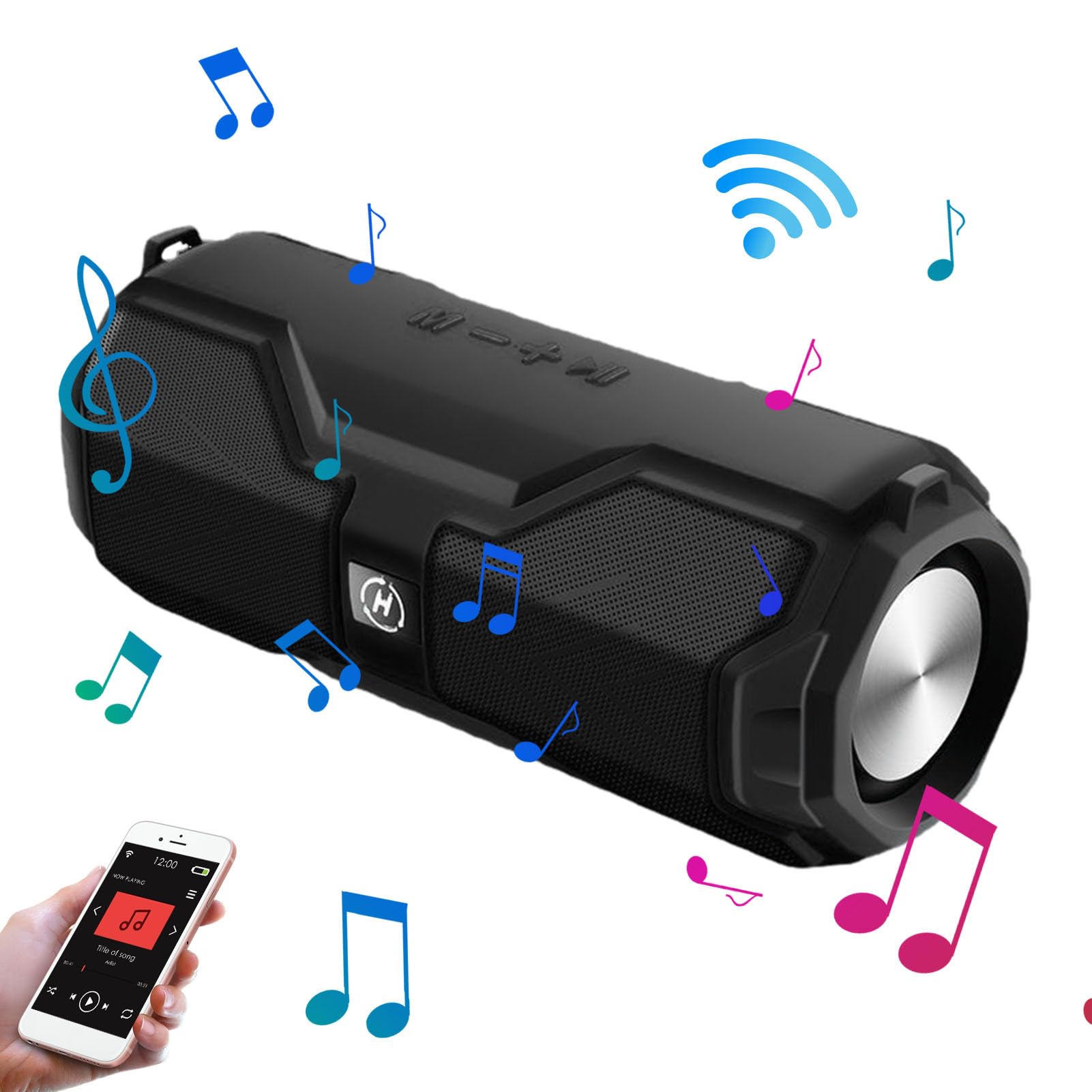 TILEZE Loud Wireless Speakers with Rechargeable Subwoofer, Weatherproof Portable Boombox for Camping, Outdoor, Shower, Beach, Home, Party, and Travel Use