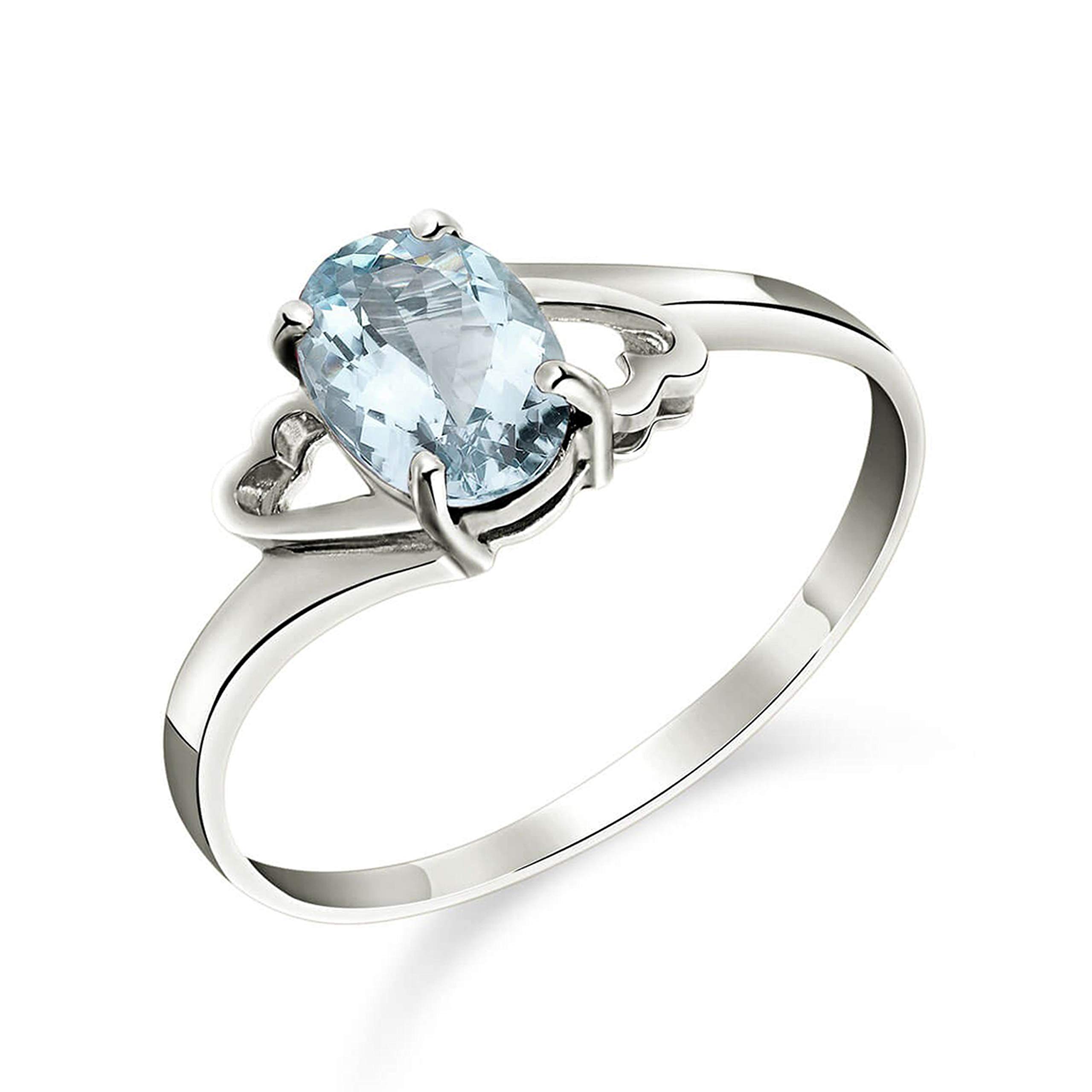 14K White Gold Natural Aquamarine Ring for Women - Elegant March Birthstone Jewelry - Perfect for Engagement, Anniversary & Everyday Wear