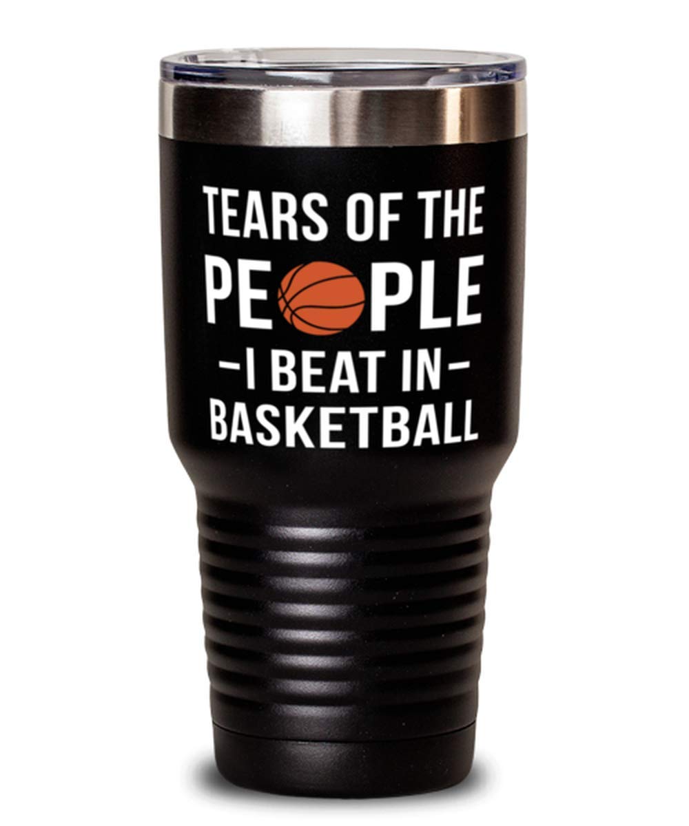 ODDITEES 30oz Stainless Steel Funny Basketball Tumbler - 'Tears Of The People I Beat In Basketball' Insulated Cup for Hot & Cold Drinks | Perfect Gift for Basketball Players, Fans & Coaches | Great for Gym, Games & Office Use